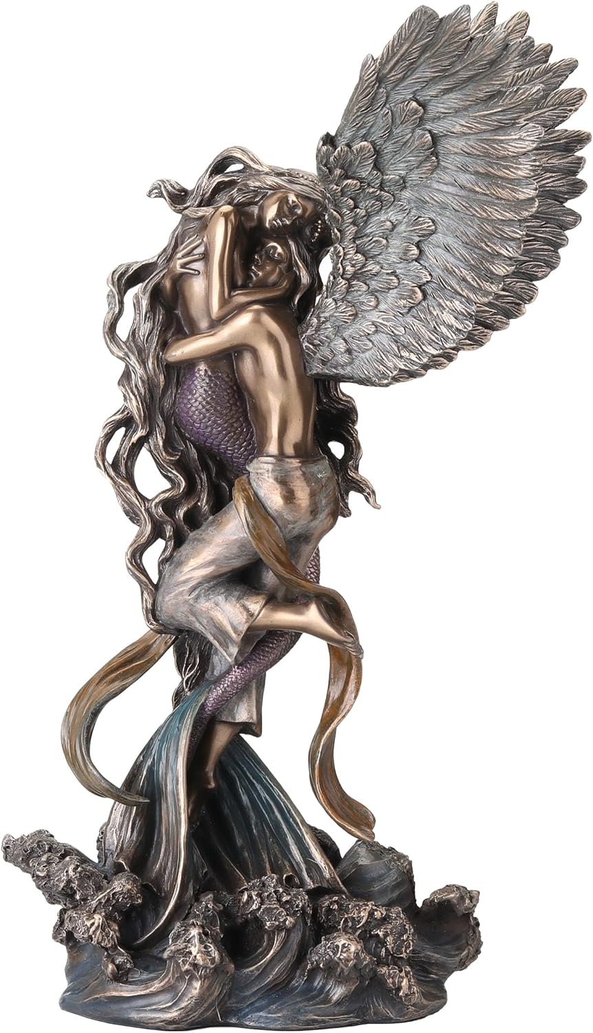 Veronese Design Impossible Love Angel & Mermaid Lovers Statue by Artist Selina Fenech