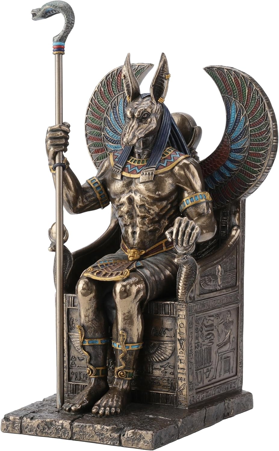 Veronese Design Bronze Finished Egyptian God Anubis on Throne Statue