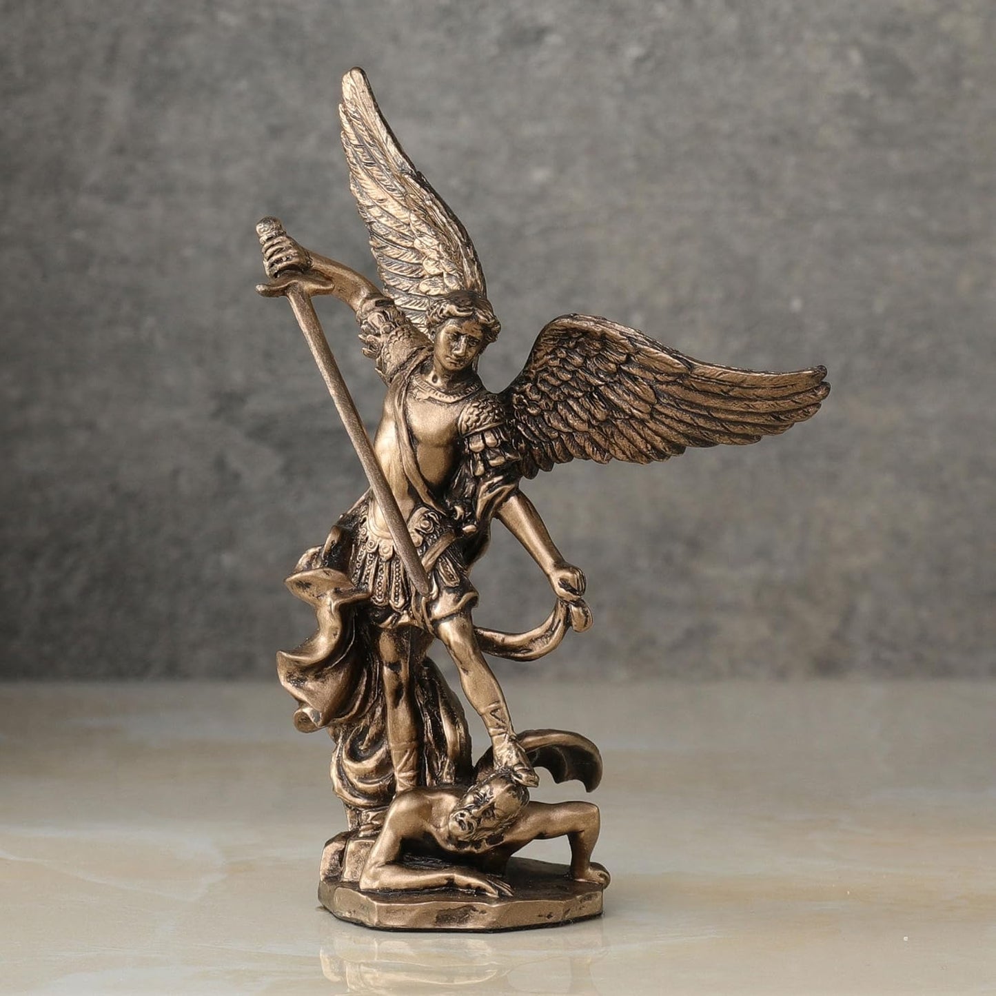 4-inch - Archangel St. Michael Slaying Demon Statue Figurine
