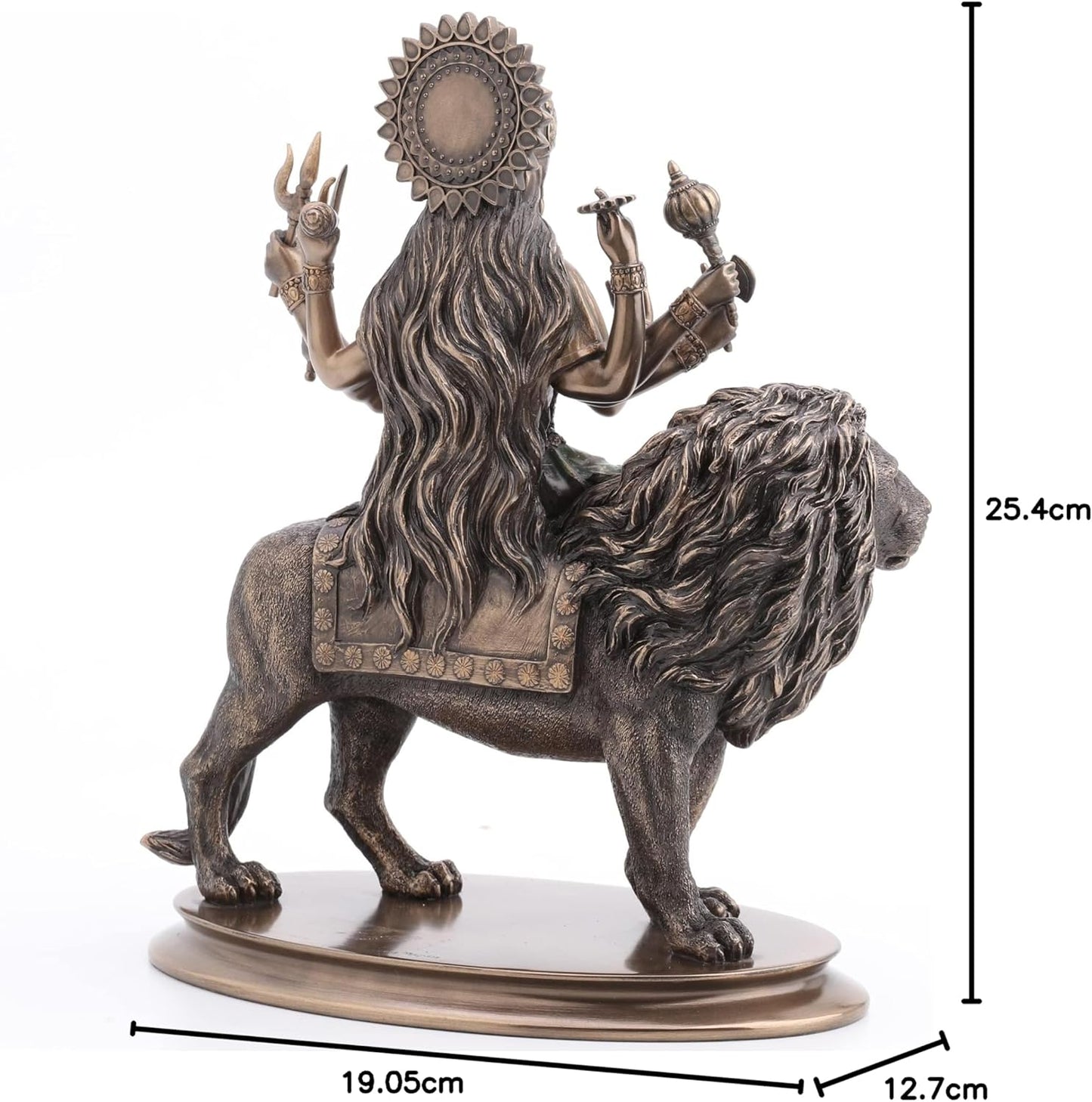Veronese Design Durga Supreme Hindu Goddess Riding On Lion Statue