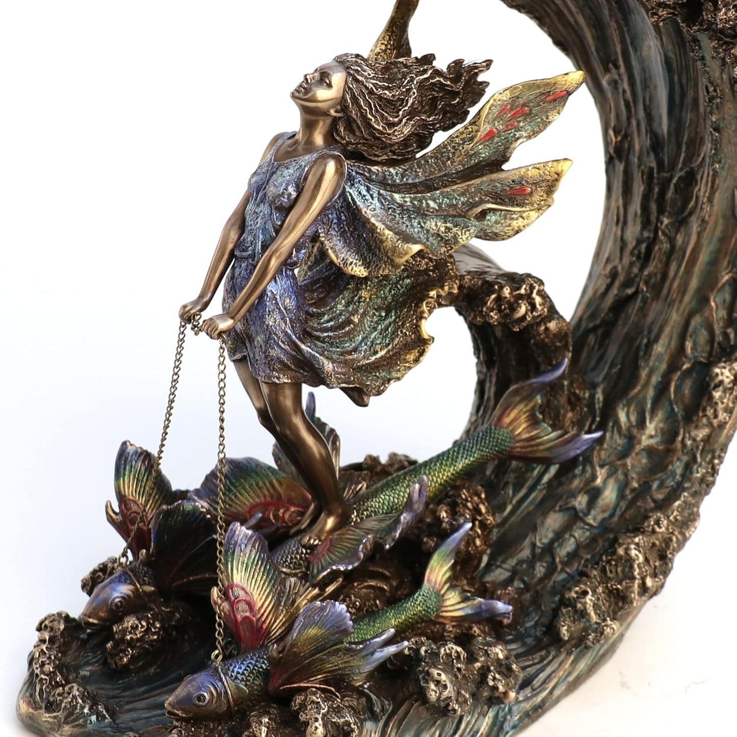 Veronese Design 10 3/8" Tall Surfer's Dream Josephine Wall Fairy Figurine Cold Cast Resin Statue Antique Bronze Finish Sculpture Mystic Gifts