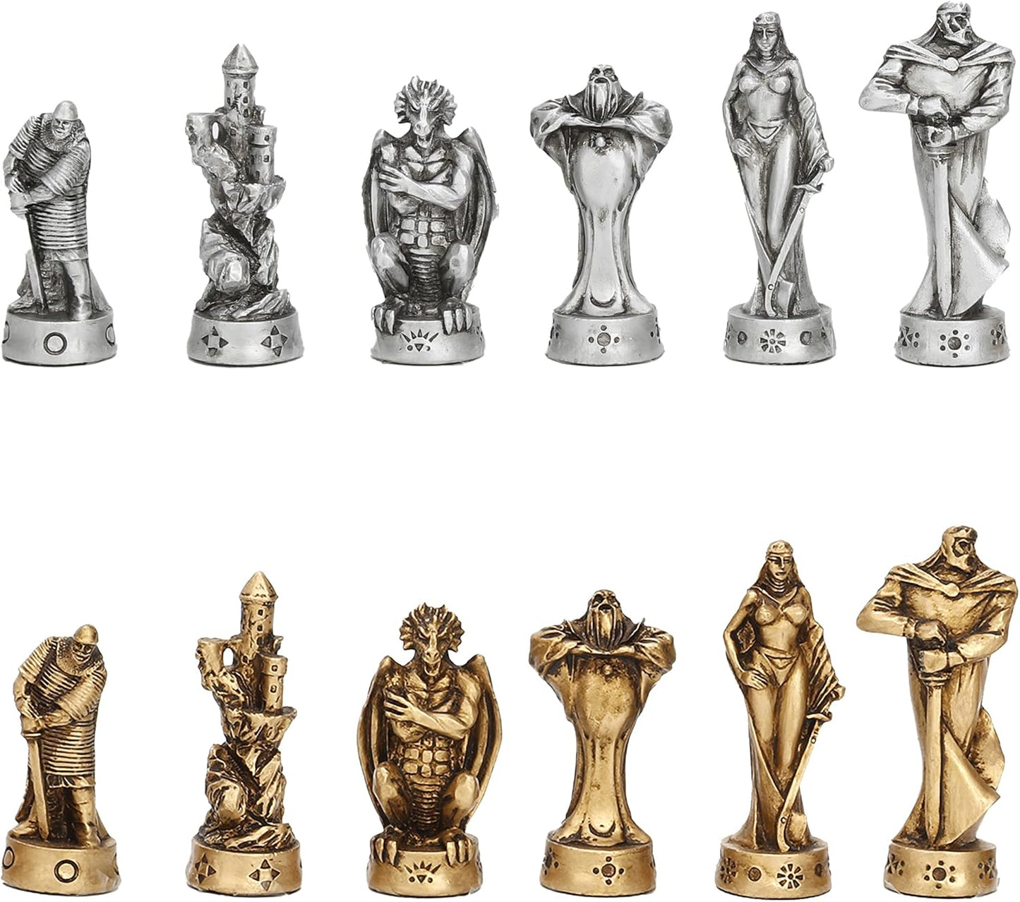 Veronese Design Beautiful Gold and Silver Finish Medieval Fantasy Chess Men Set