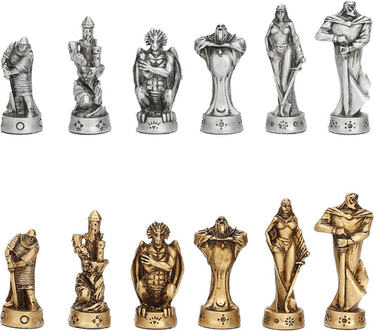 Veronese Design Beautiful Gold and Silver Finish Medieval Fantasy Chess Men Set