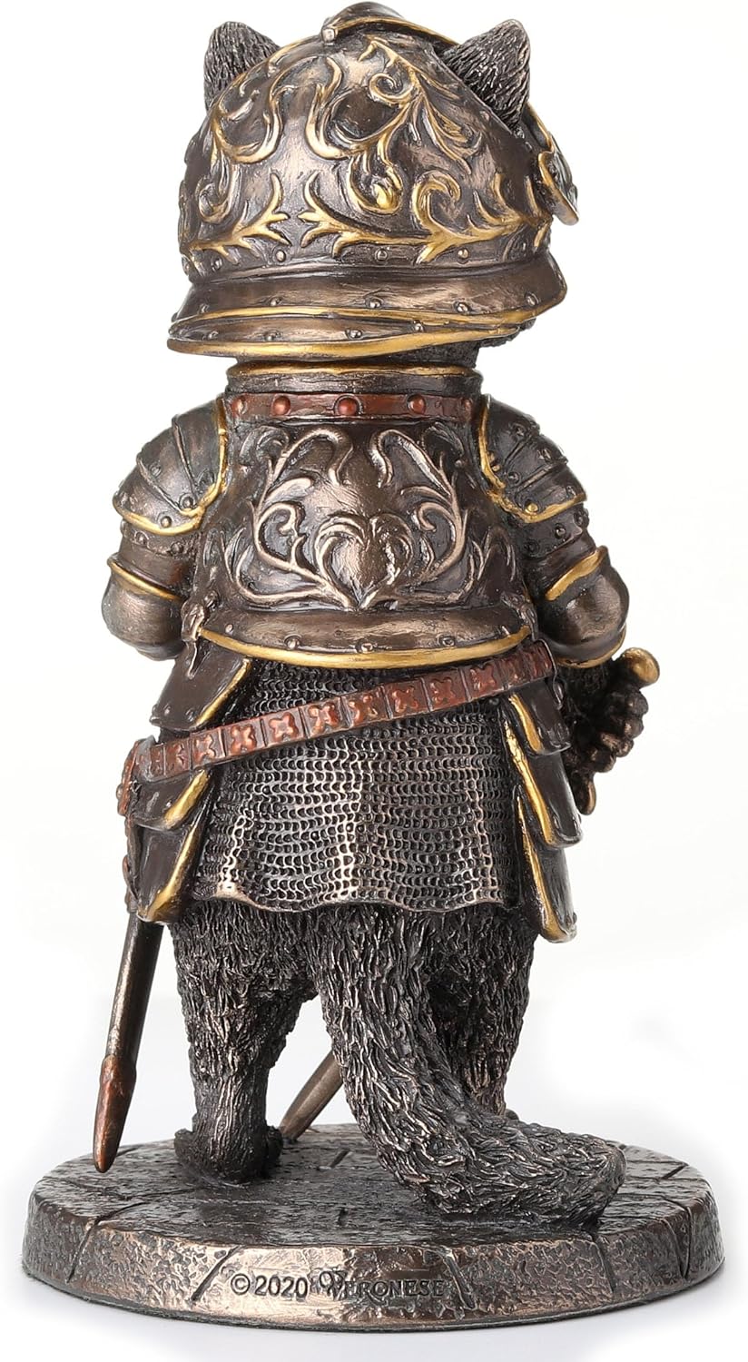 Veronese Design Sir Laveur Raccoon Man at Arms Animal Knight Cold Cast Bronze Finish Statue