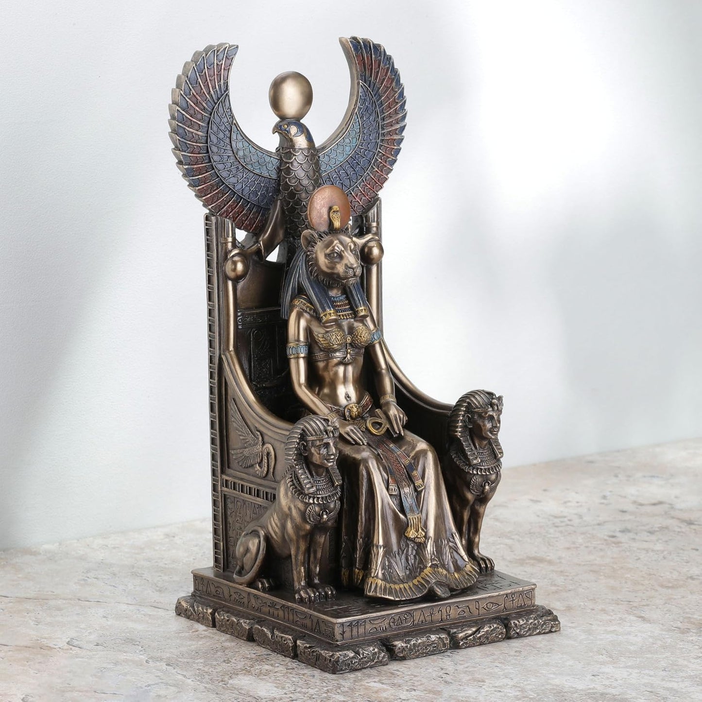 Ancient Egyptian Goddess of Healing Sekhmet Sitting on Throne Statue