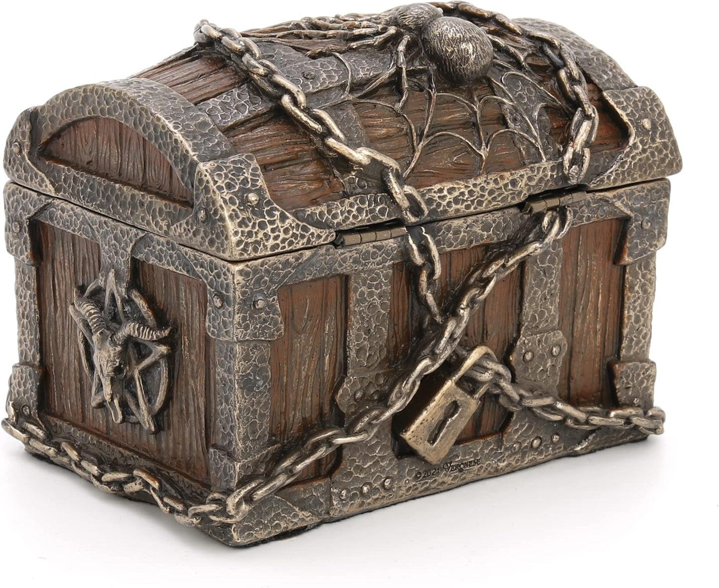 Veronese Design 3 1/8" Pentagram Goat Head Mystic Heirloom Chest Cold Cast Resin Bronze Finish Statue