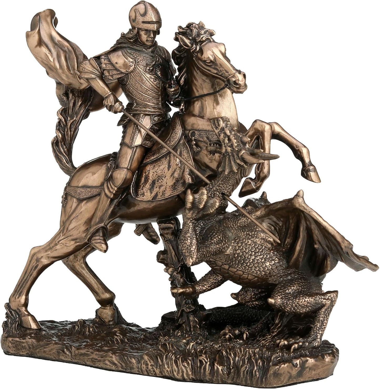 Veronese Design 6 1/4 Inch Saint George The Dragon Slayer Cold Cast Resin Bronze Finish Sculpture