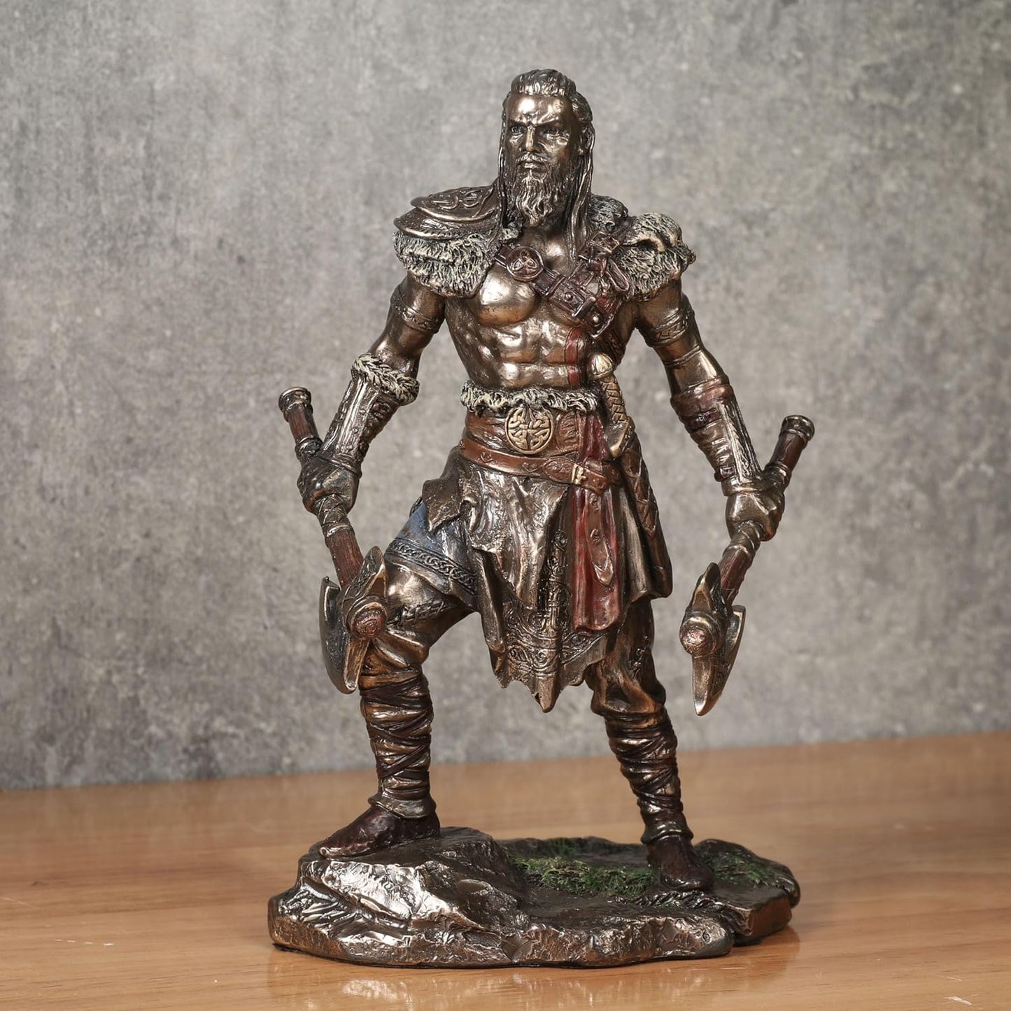 Veronese Design 6 1/4 Inch Viking Twin Axes Warrior Male Resin Sculpture Cold Cast Bronze Finish