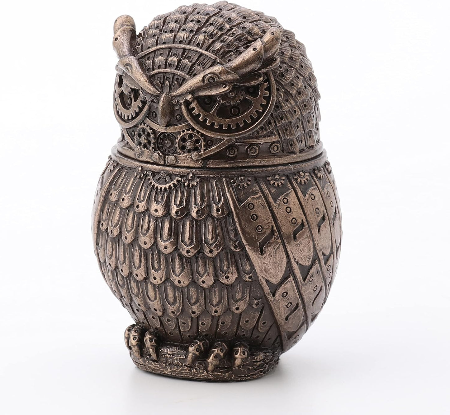 Veronese Design 3 3/8" Steampunk Owl Resin Figurine Secret Stash Box Cast Bronze Finish
