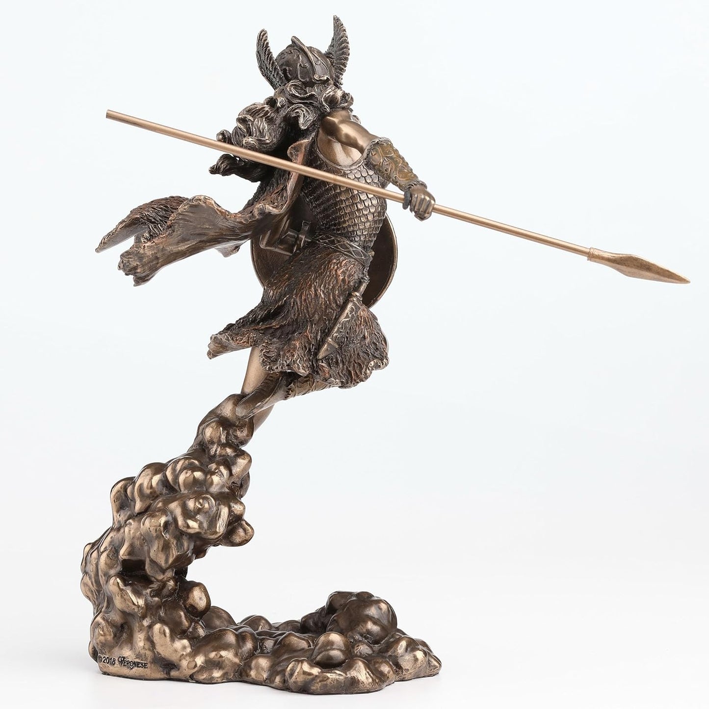 Veronese Design 9.25" Norse Goddess Valkyrie Wielding Spear & Shield Statue Sculpture Valkyrja