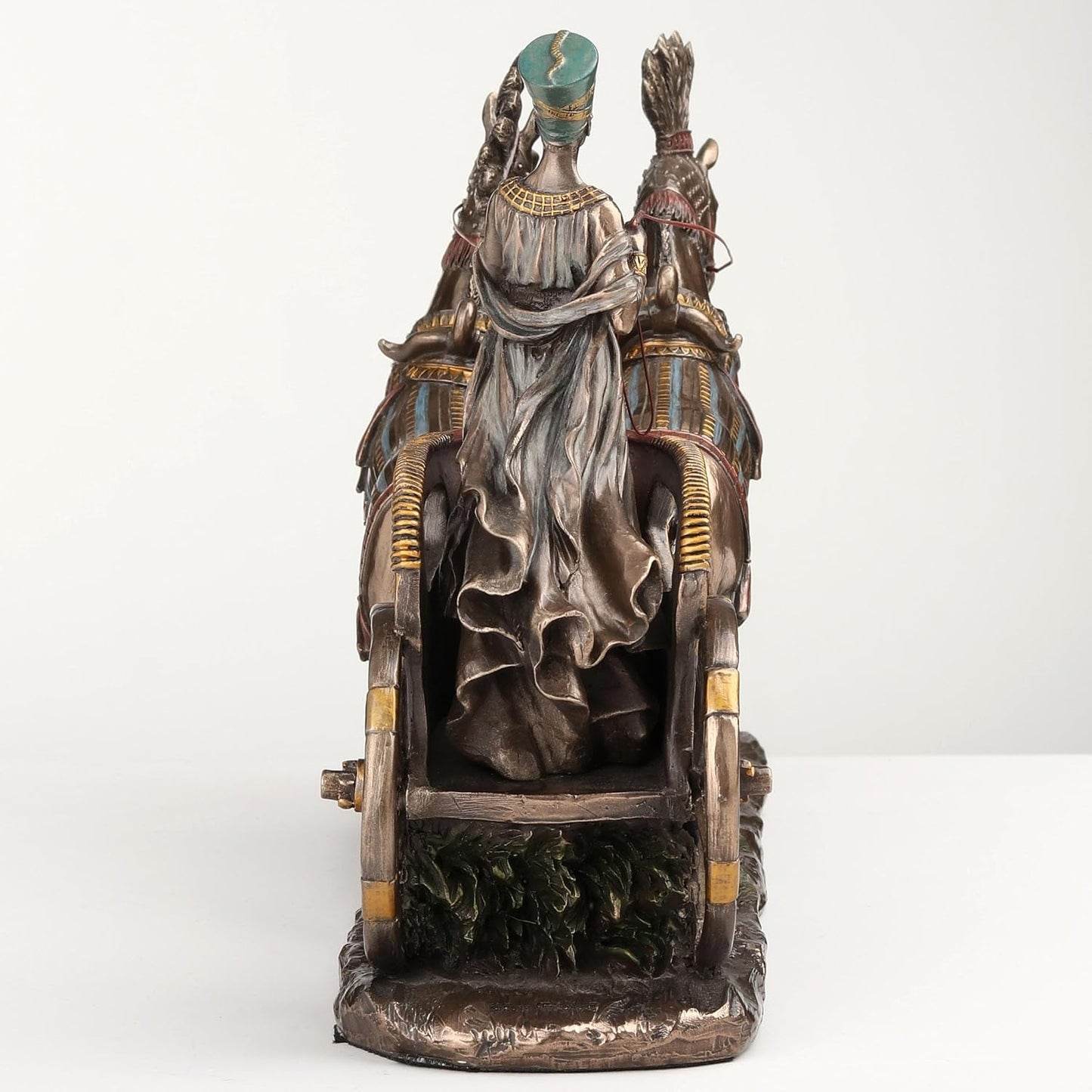 Veronese Design 11 5/8 Inch Egyptian Queen Nefertiti On Chariot Statue Cold Cast Resin Bronze Finish Statue