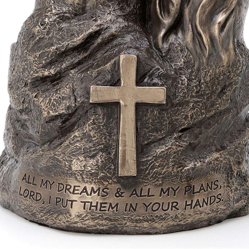 Veronese Design 8.25 Inch Sleeping Baby in Lord's Hands Cross Religious Motivational Spiritual Sculpture Antique Bronze Finish Statue