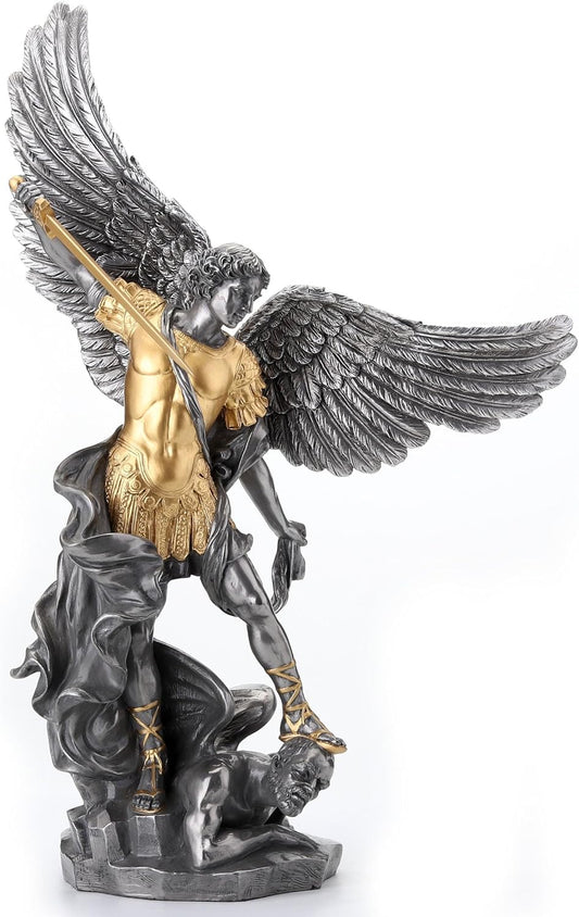 USI NEW! Gold Pewter Saint Michael Statue Archangel Patron of Police Soldiers
