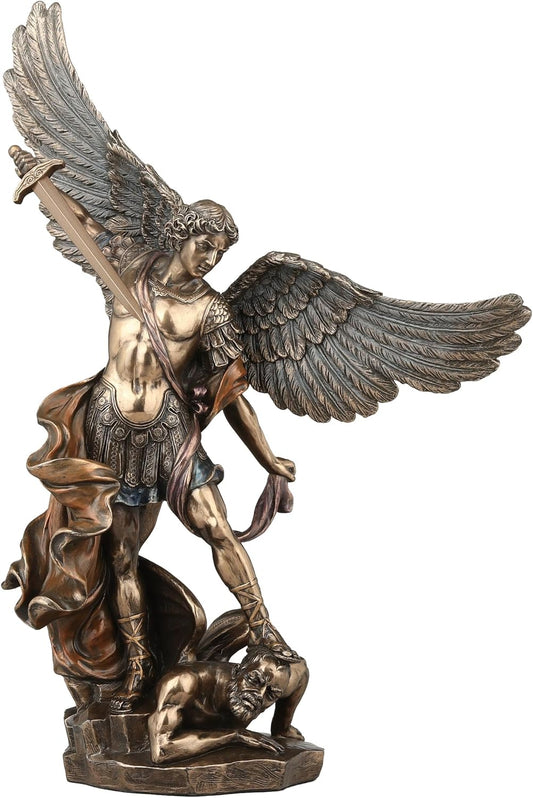 Unicorn Studios WU71543A4 Archangel St. Michael Tramples Demon Religious Sculpture