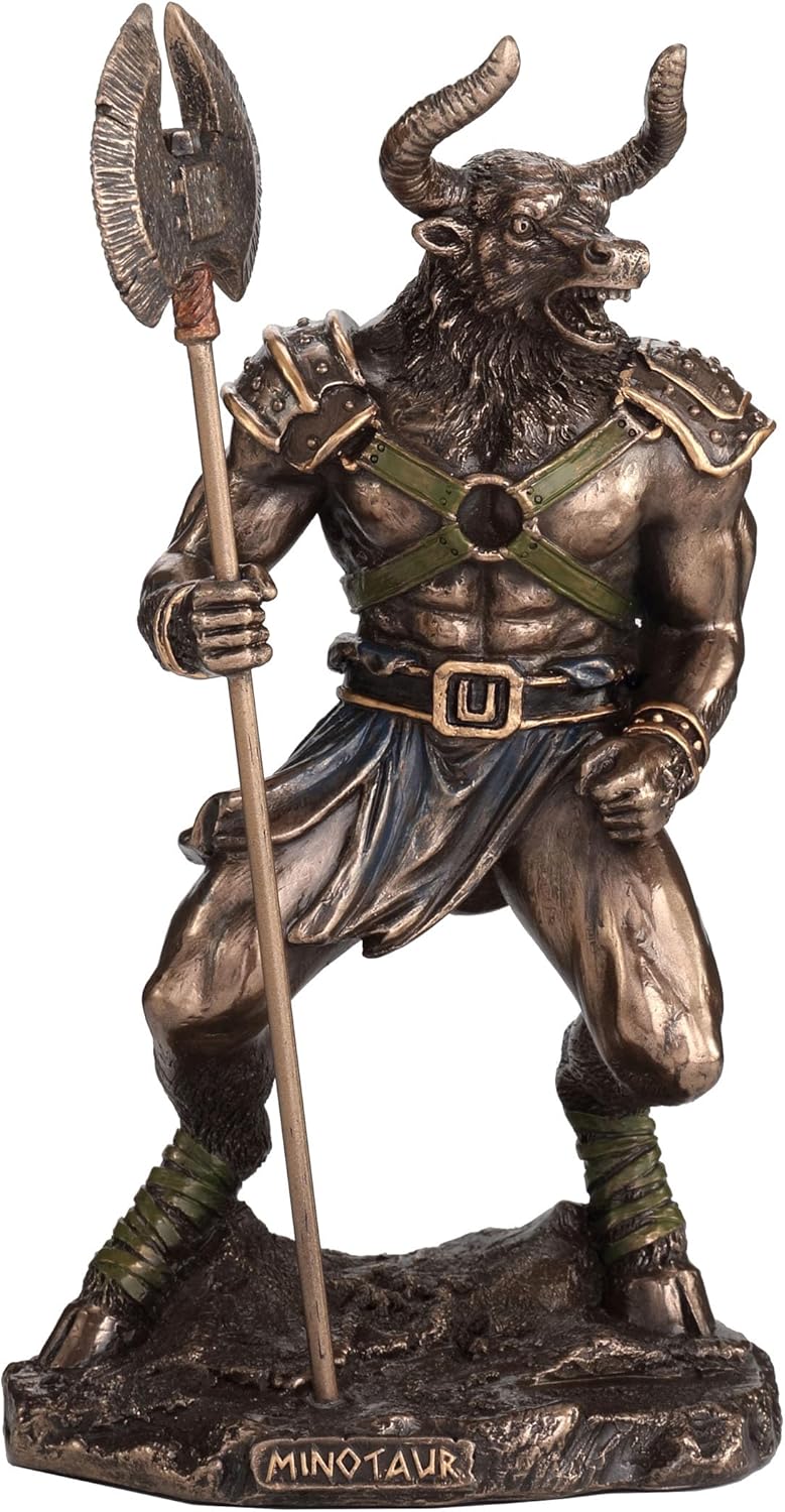Veronese Design 6 3/4 Inch Minotaur The Greek Labyrinth Beast Resin Sculpture Cold Cast Bronze Finish