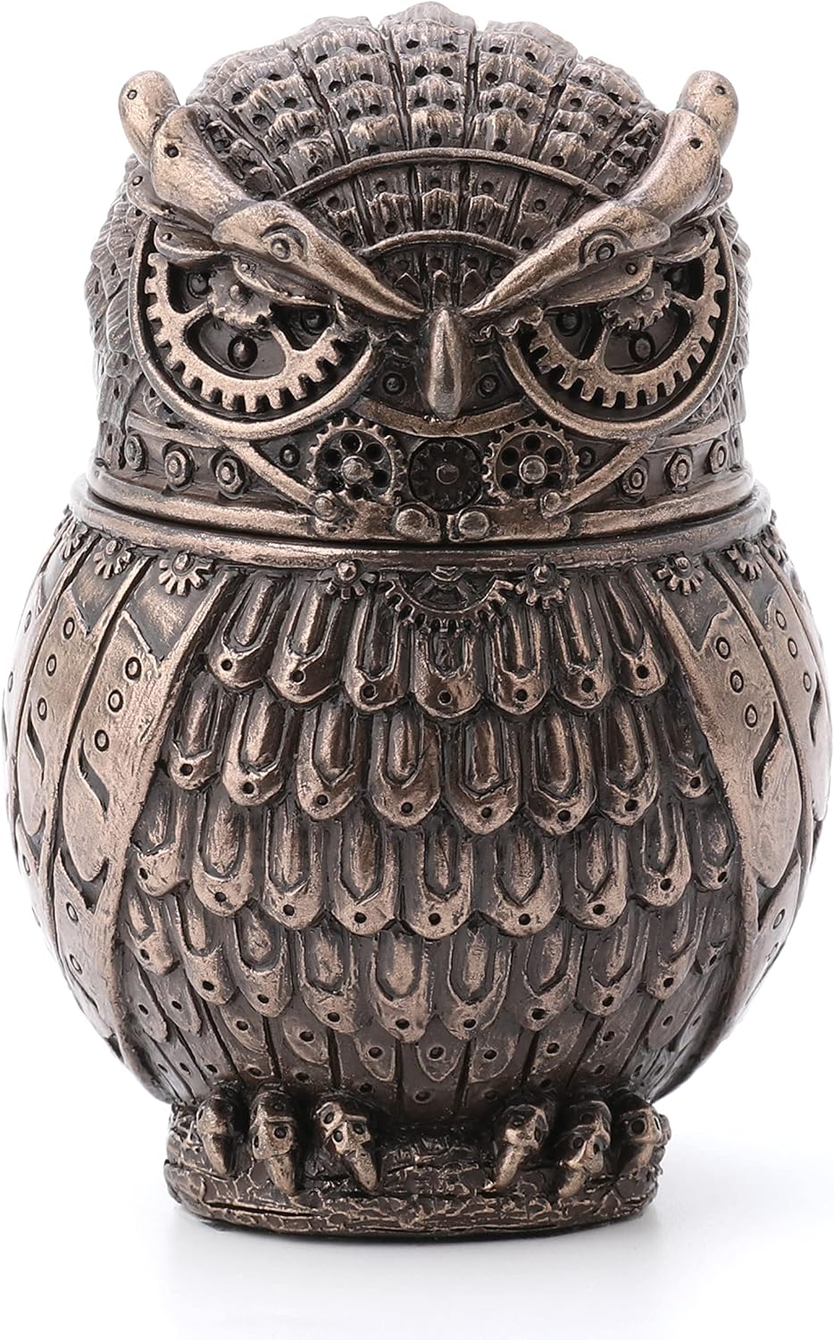 Veronese Design 3 3/8" Steampunk Owl Resin Figurine Secret Stash Box Cast Bronze Finish