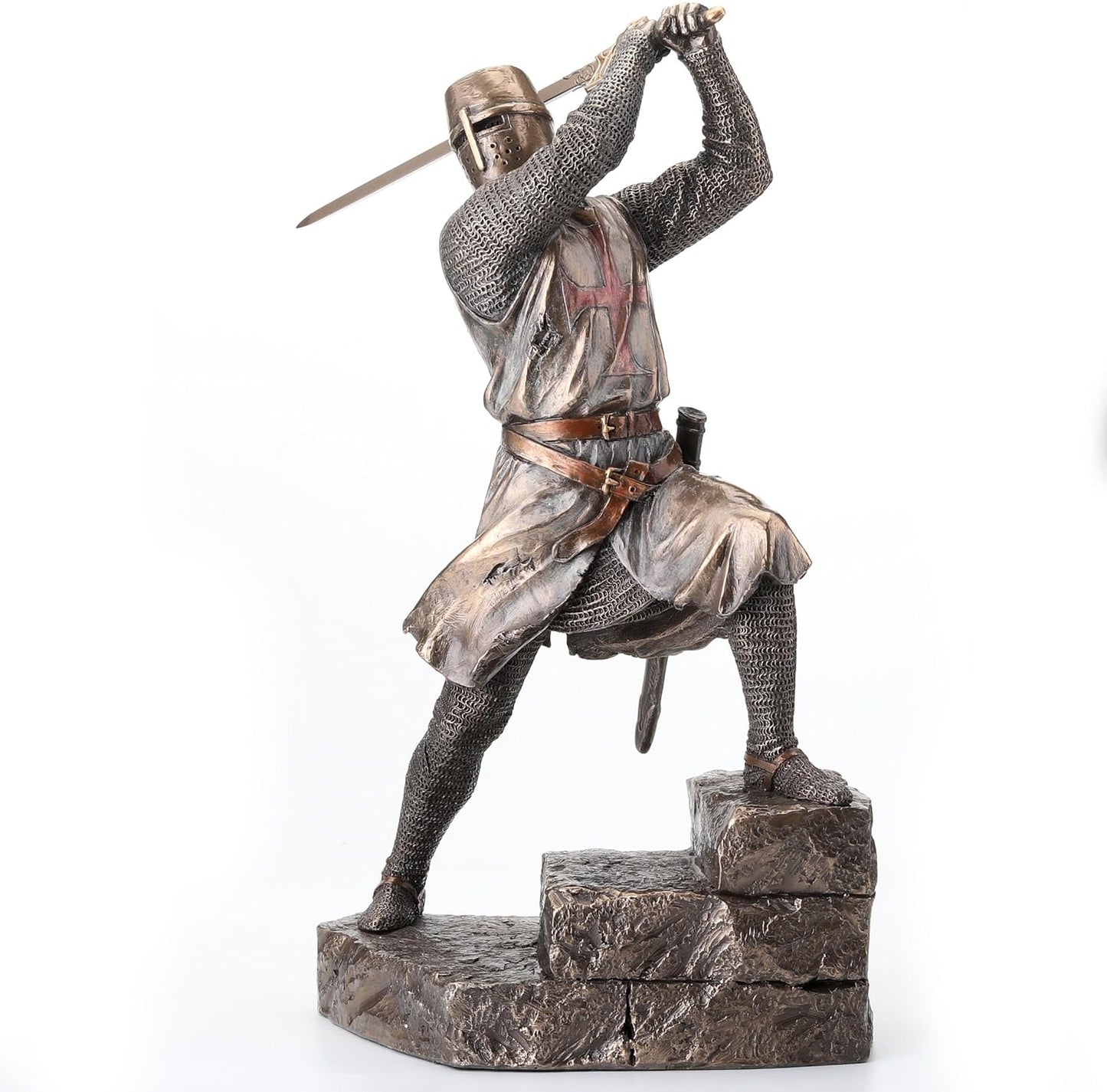 Veronese Design 12 Inch Crusader Templar Knight Wielding Great Sword Cold Cast Resin Bronze Finish Statue Warrior Figurine