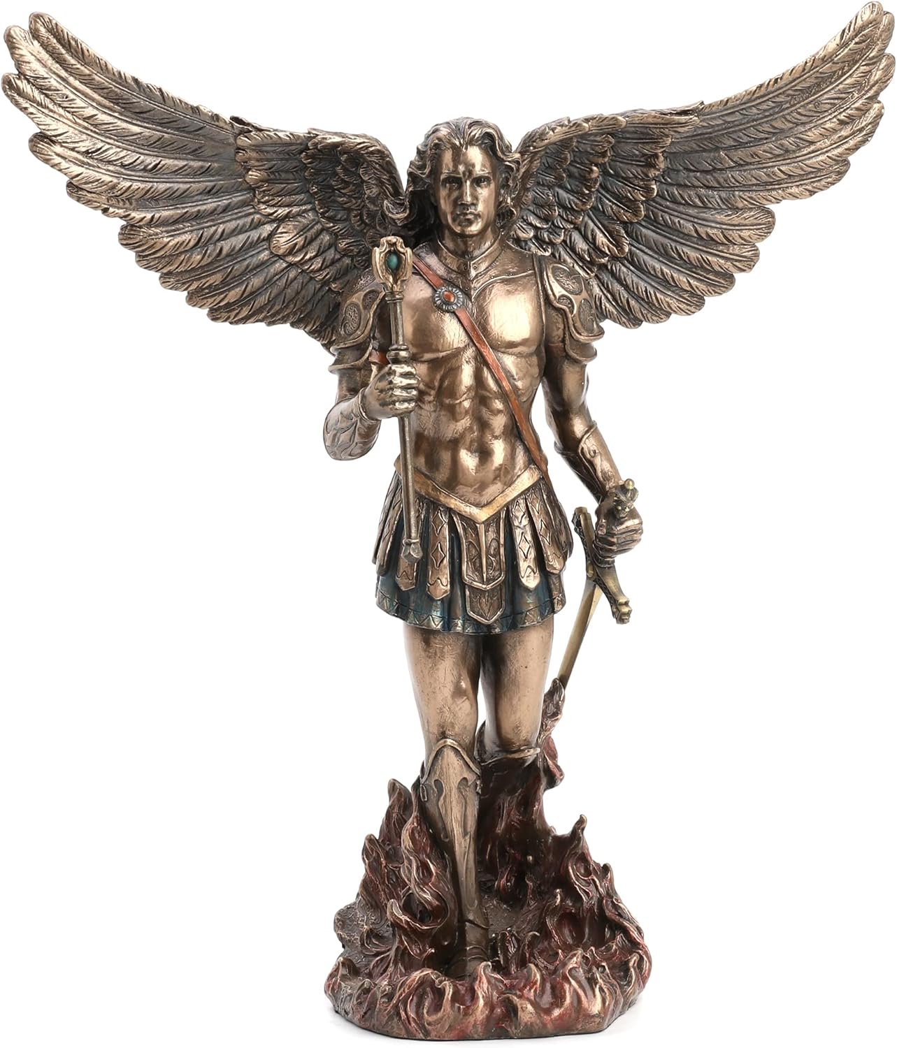 Veronese Design 12 1/4 Inch Tall Archangel Saint Michael Cold Cast Resin Antique Bronze Finish Sculpture Statue