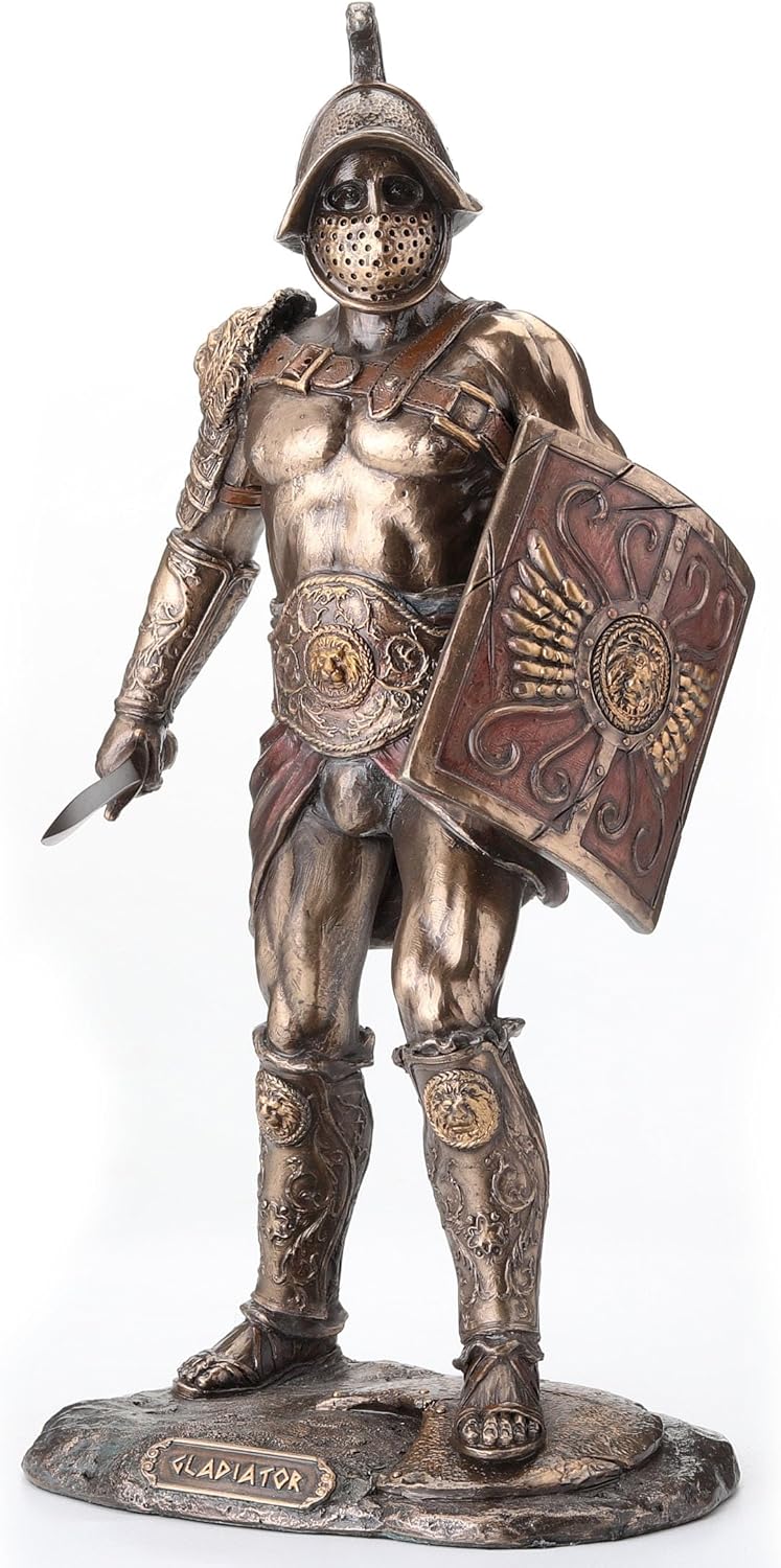 Veronese Design 10 1/4" Tall Spartacus Roman Gladiator Wielding Sword and Shield Statue Cold Cast Resin Antique Bronze Finish Sculpture