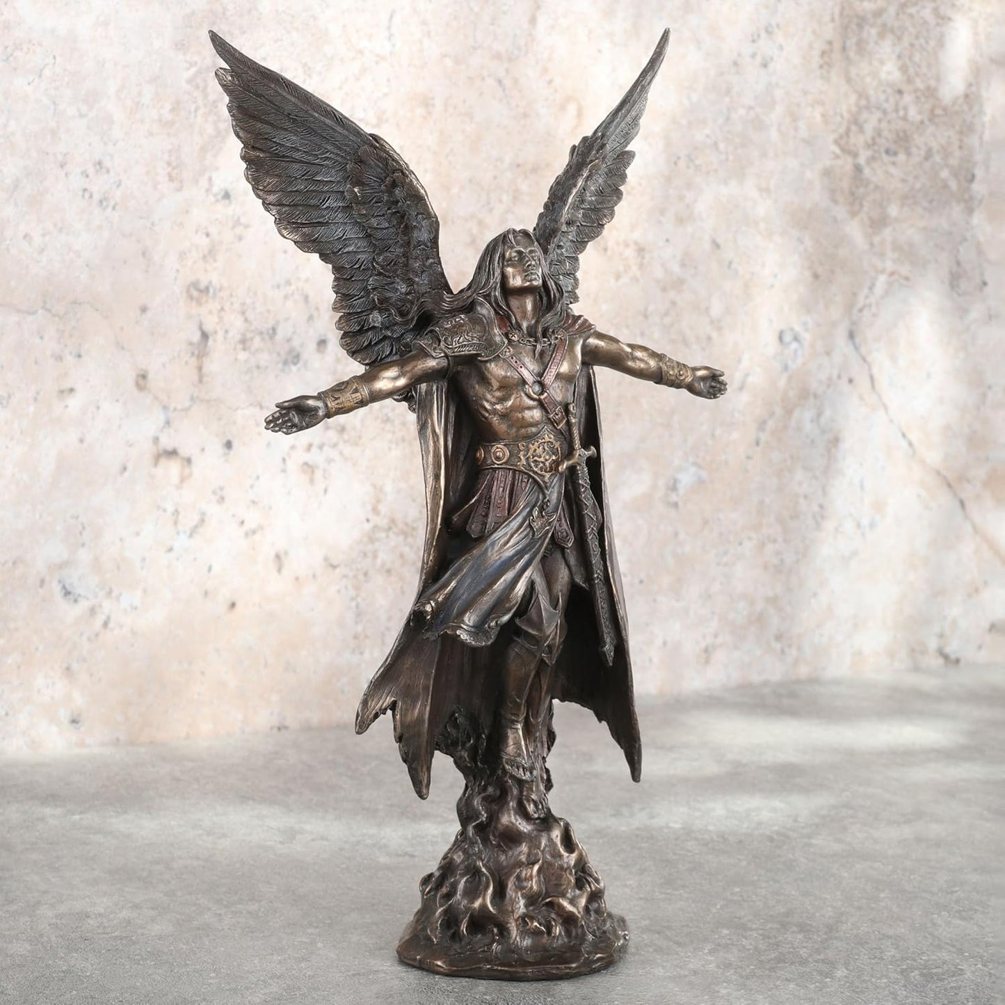 VERONESE Ascending Angel Statue, Bronze Resin, 11" H, Cold Cast Finish