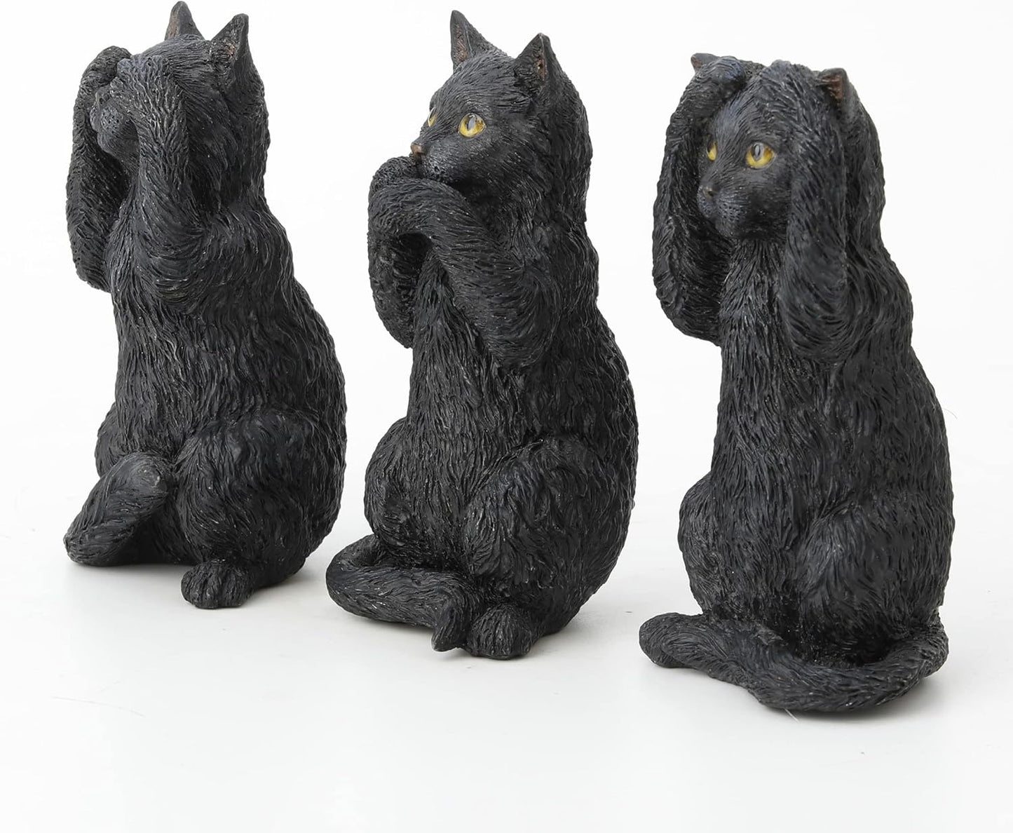 Veronese Design 4 Inch Black Kittens Hear Speak See No Evil Resin Figurine Miniature