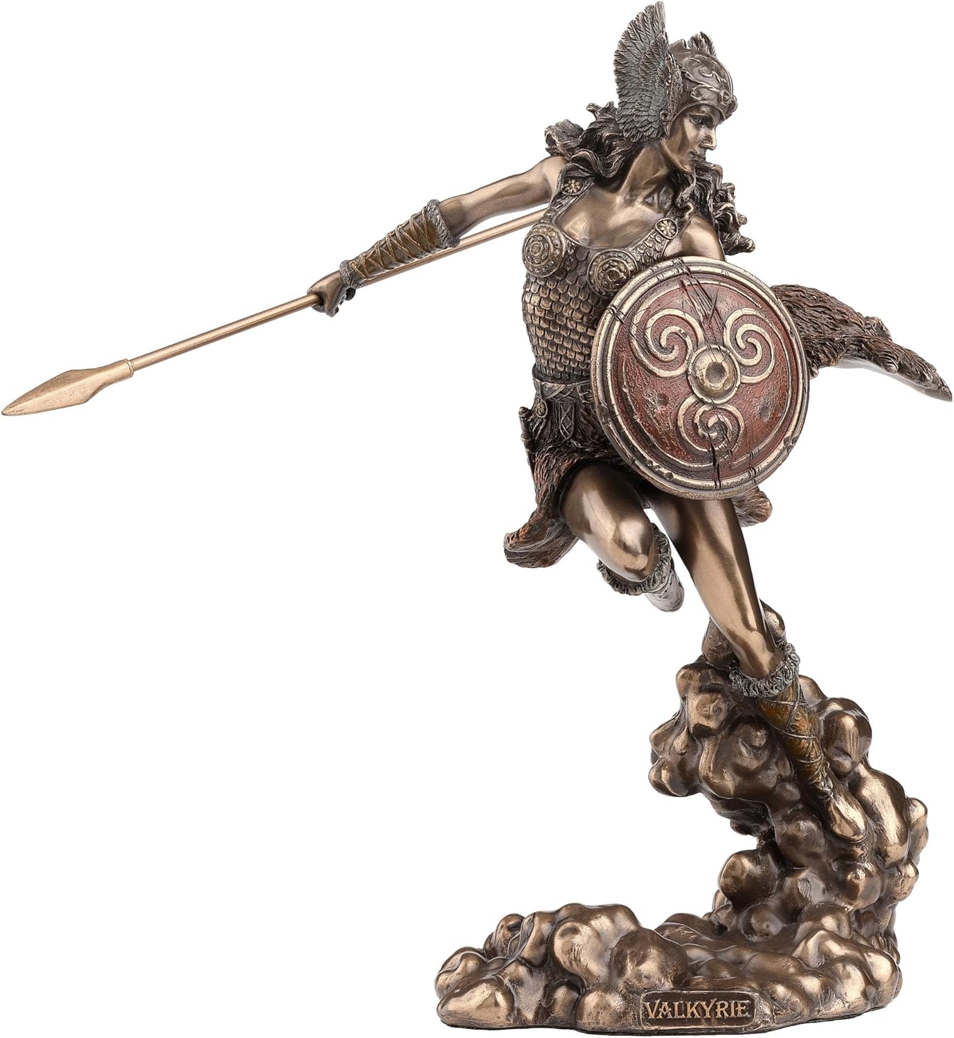 Veronese Design 9.25" Norse Goddess Valkyrie Wielding Spear & Shield Statue Sculpture Valkyrja