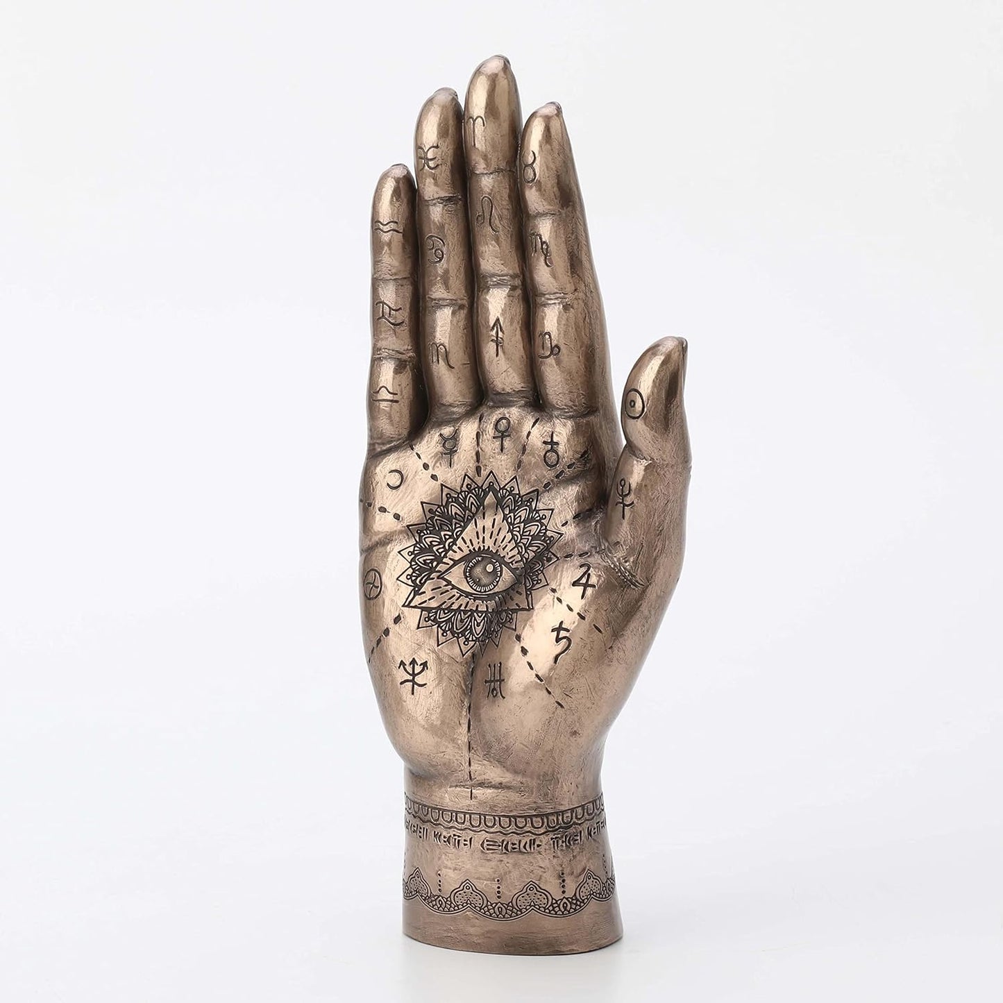 Veronese Design 9 1/2 Inch Mystic Hamsa Hand of Fatima Ritual Protection Charm Resin Sculpture Bronze Finish