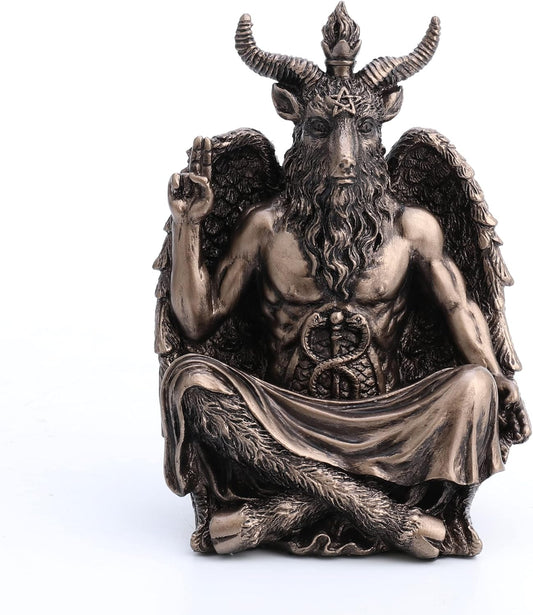 4 1/8" Beast Head Baphomet Resin Sculpture Bronze Finish Back Flow Incense Bowl