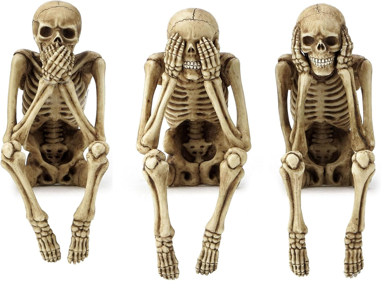 Veronese Design Resin Hear See Speak No Evil Skeleton Shelf Sitter Figurines Home Decor Statues