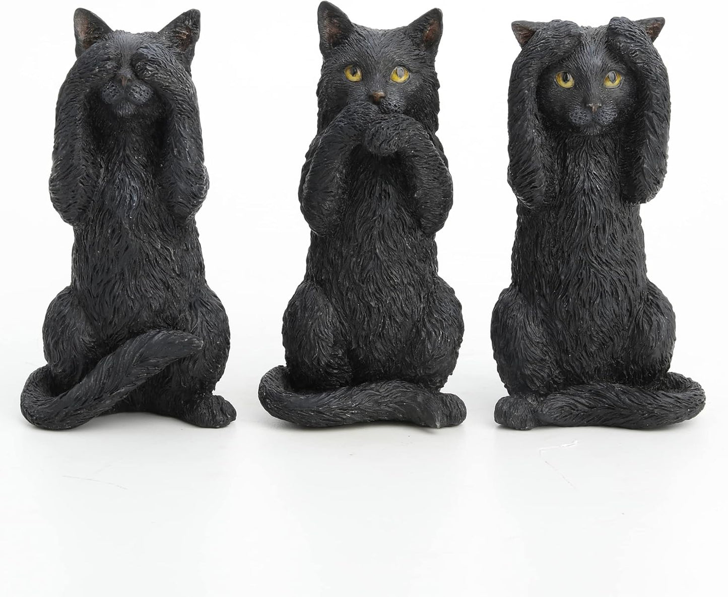Veronese Design 4 Inch Black Kittens Hear Speak See No Evil Resin Figurine Miniature