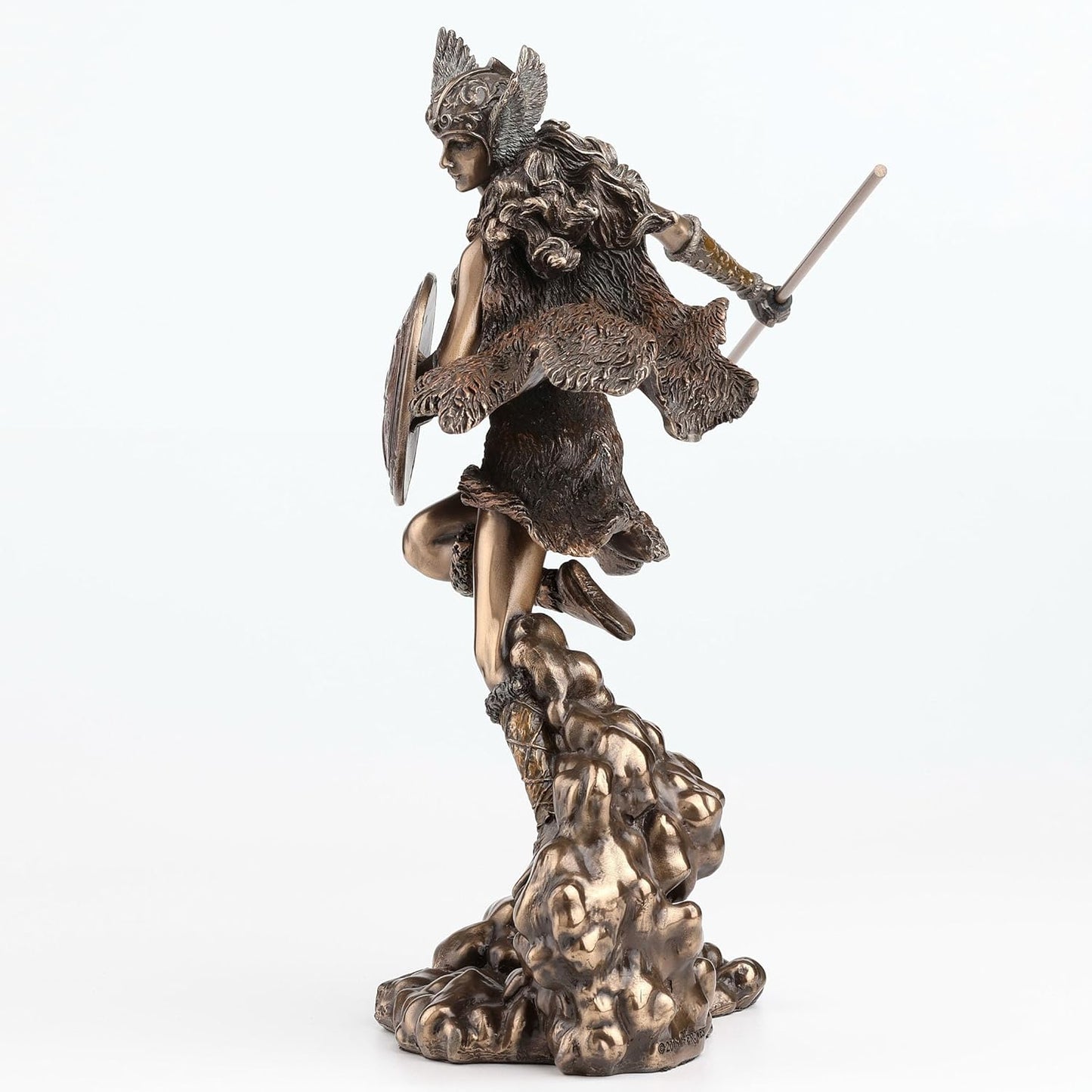 Veronese Design 9.25" Norse Goddess Valkyrie Wielding Spear & Shield Statue Sculpture Valkyrja
