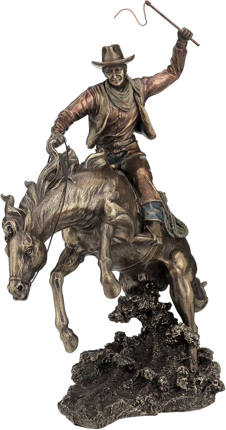 Veronese Design Resin Statues Bronzed Rodeo Cowboy and Bucking Bronco Statue 13 Inches Tall 9 X 15.5 X 5.5 Inches Bronze
