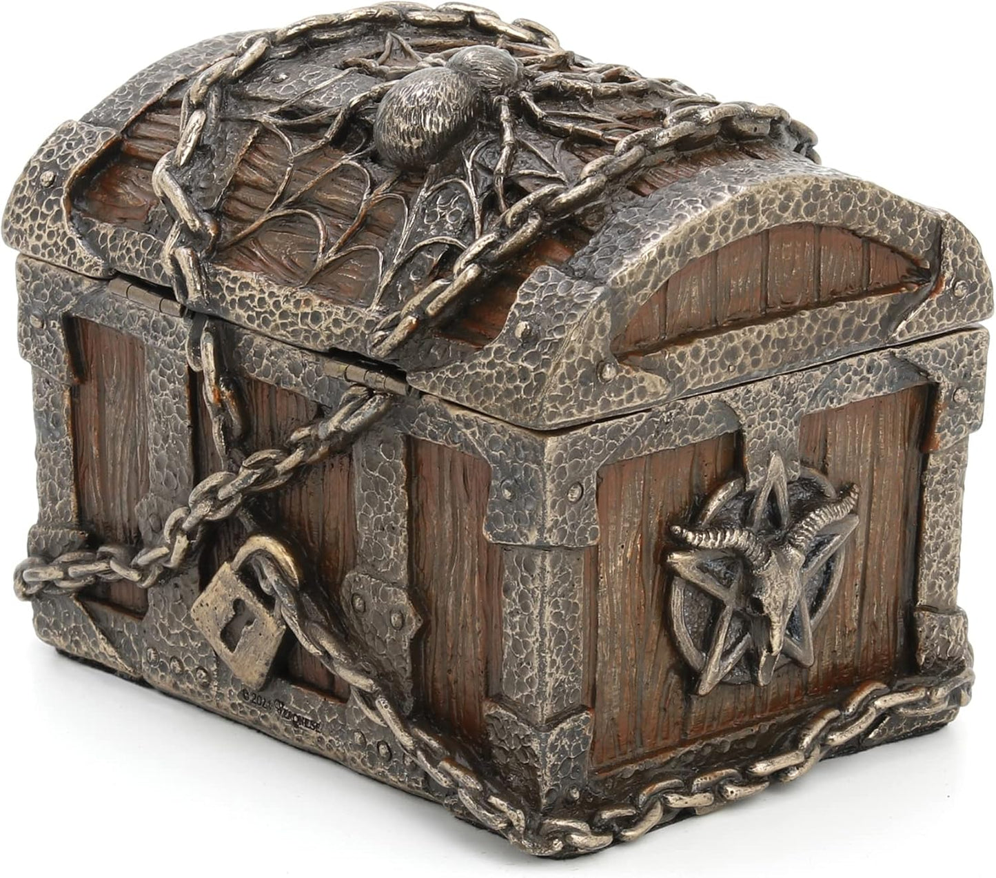 Veronese Design 3 1/8" Pentagram Goat Head Mystic Heirloom Chest Cold Cast Resin Bronze Finish Statue