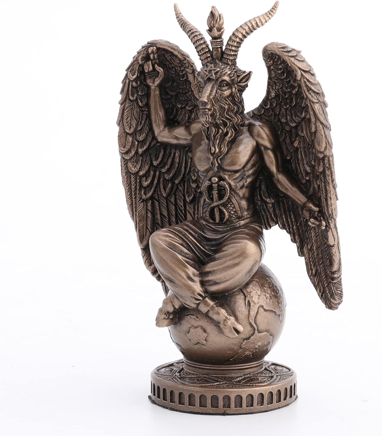 Veronese Design 4 1/2" Baphomet Sitting On The Globe Resin Figurine Hand Painted Bronze Finish