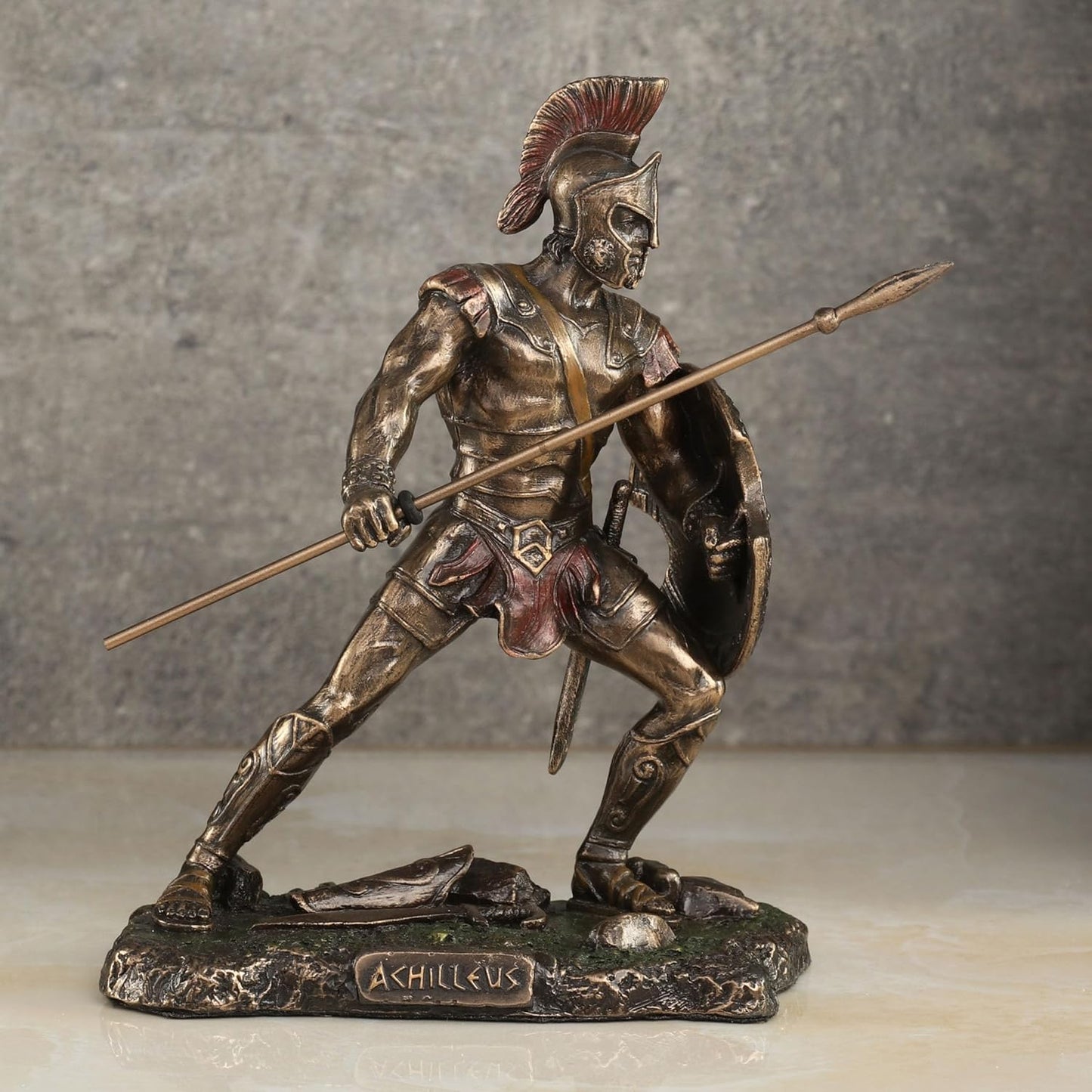Veronese Design Achilles Rage Trojan War Hero Achilleus Holding Spear and Shield Statue