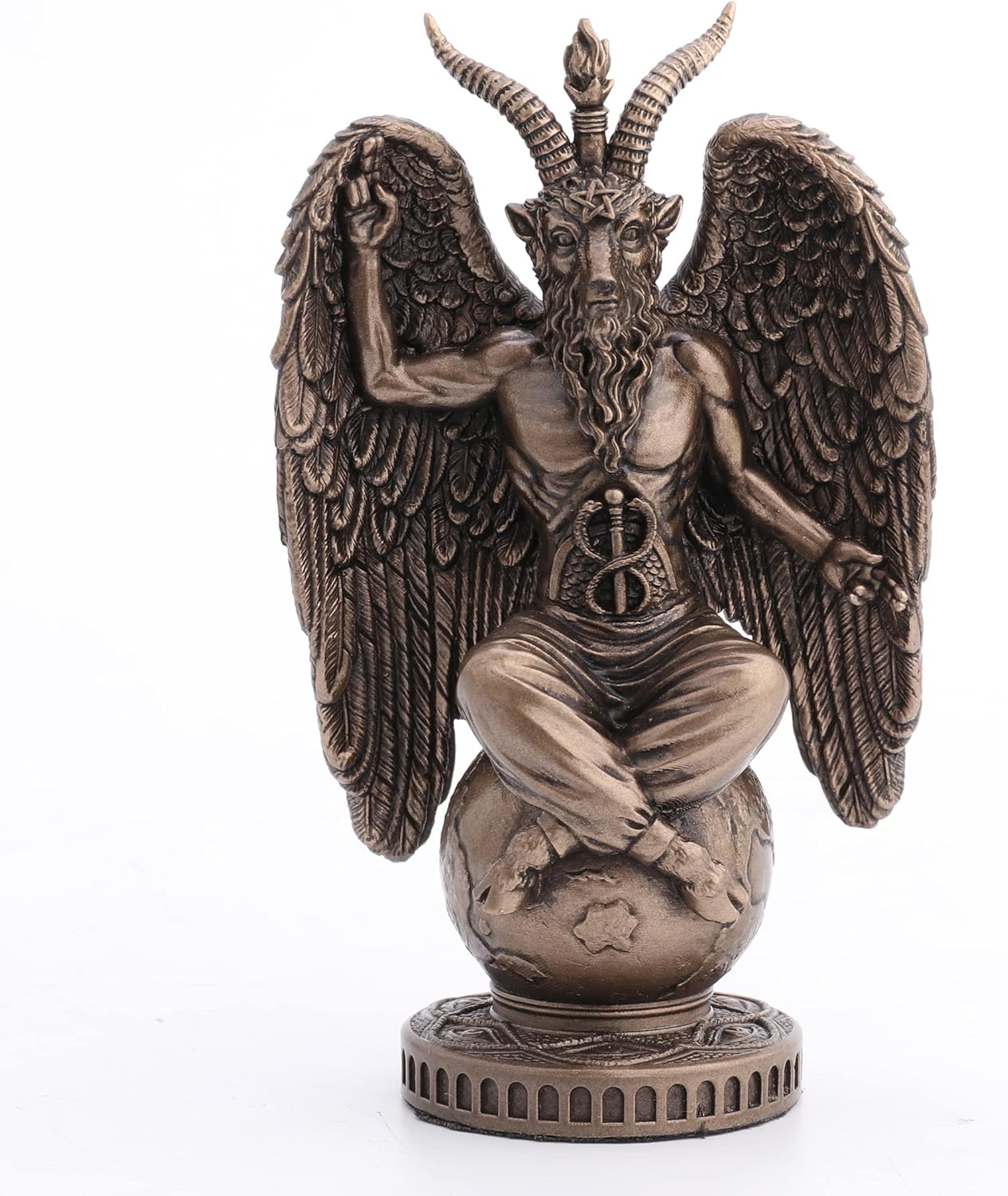 Veronese Design 4 1/2" Baphomet Sitting On The Globe Resin Figurine Hand Painted Bronze Finish