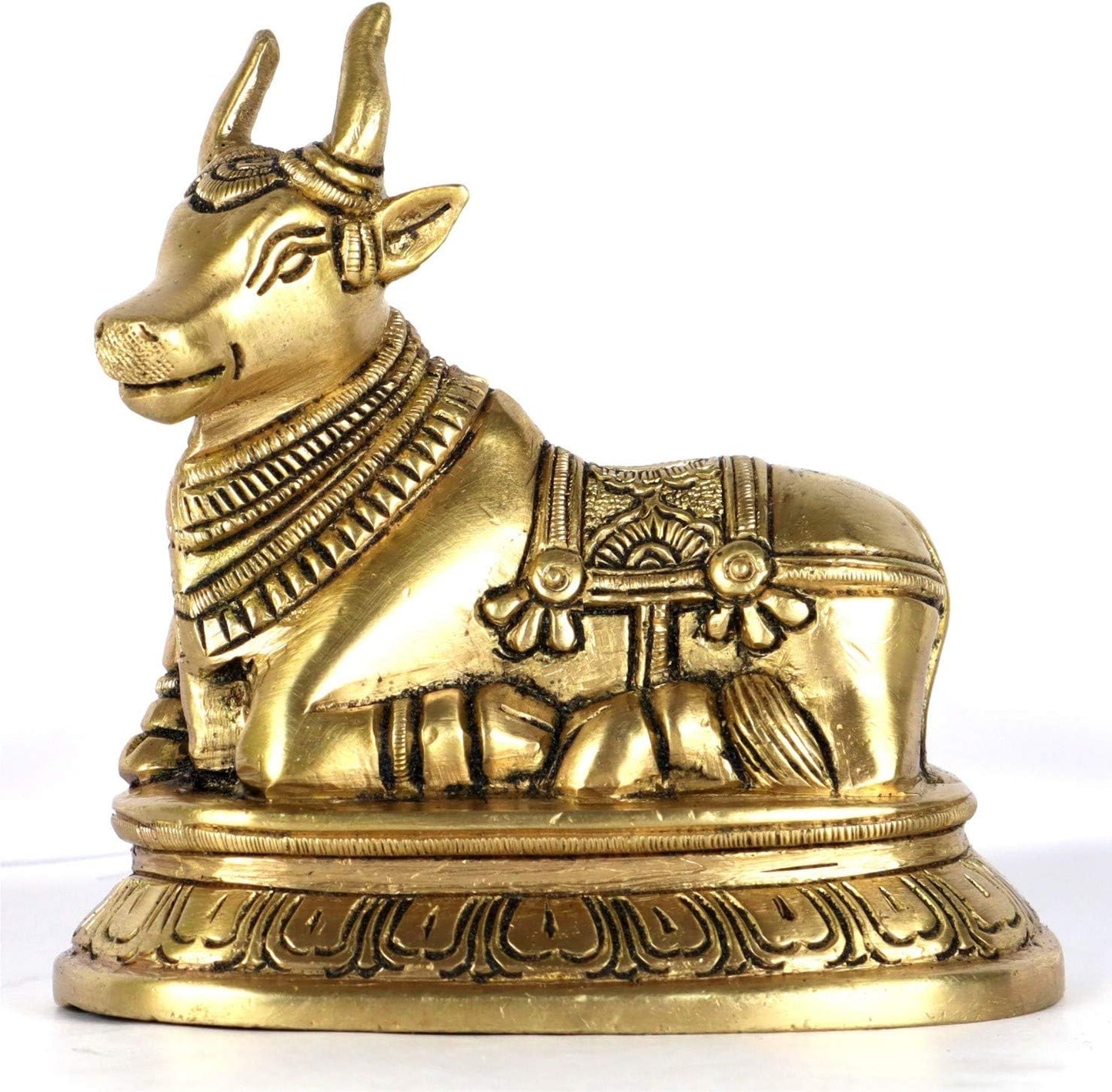 ASHIRWAD Nandi Brass Idol Statue Sculpture Murti God of Yoga Shiva Vahan Bull (Nandi-02)