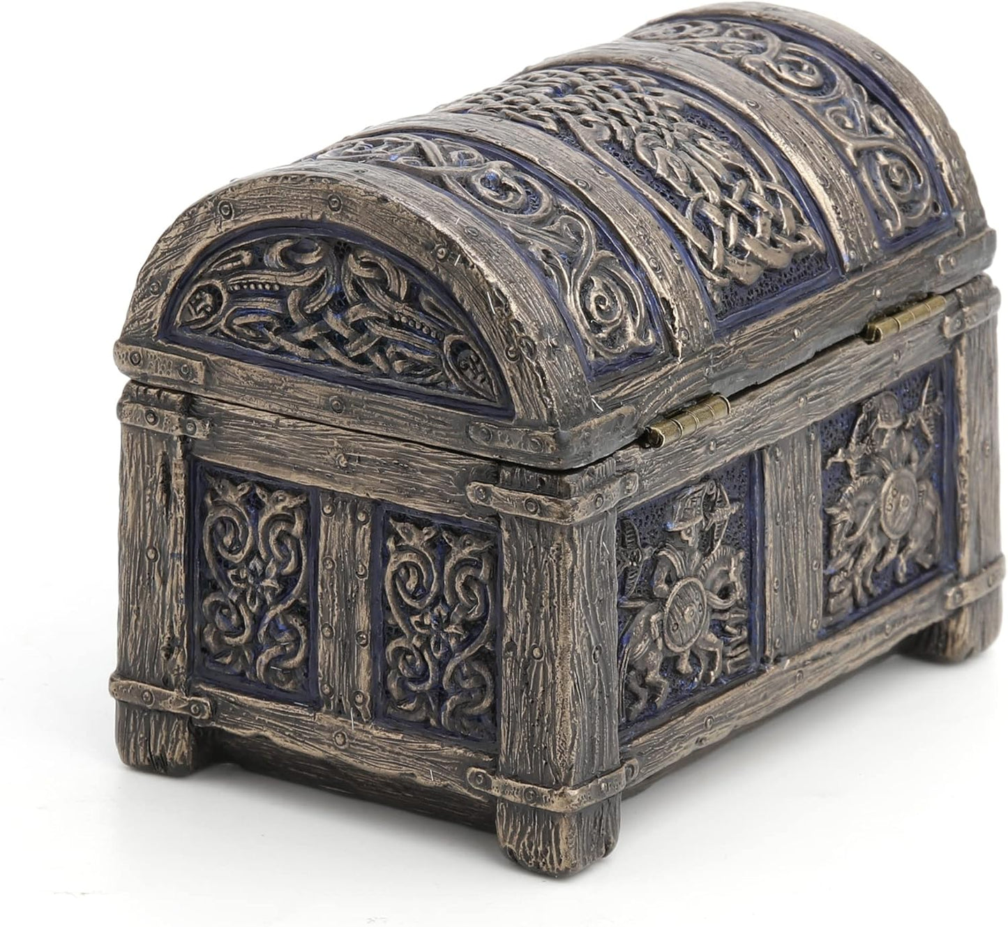 Veronese Design 3" Norse Vendel Rider Treasure Chest Resin Sculpture Bronze Finish