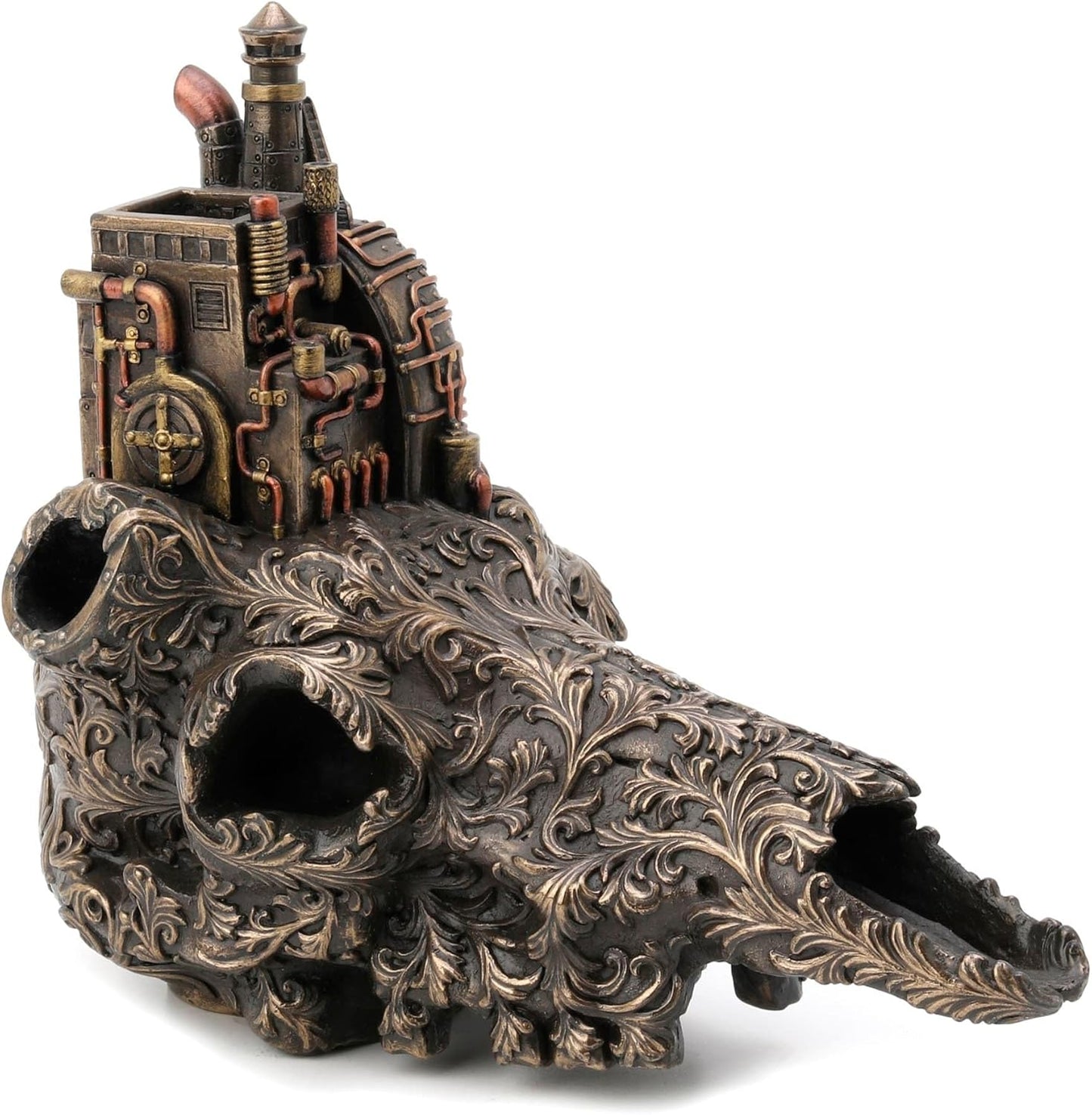 Veronese Antiqued Bronze Finish Steampunk Steer Skull Statue