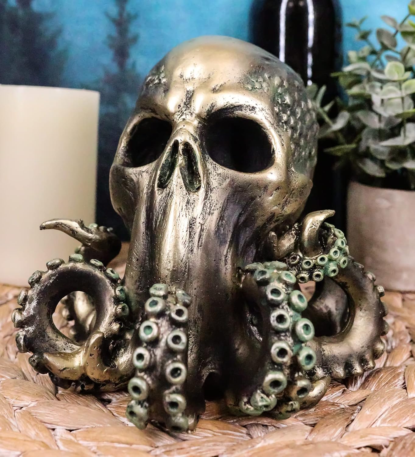 Ebros Ocean Monster Terror Kraken Cthulhu Skull Figurine 6" H Mythical Sea Relic Giant Octopus Tentacles Wyvern Skull Creature Fantasy Statue
