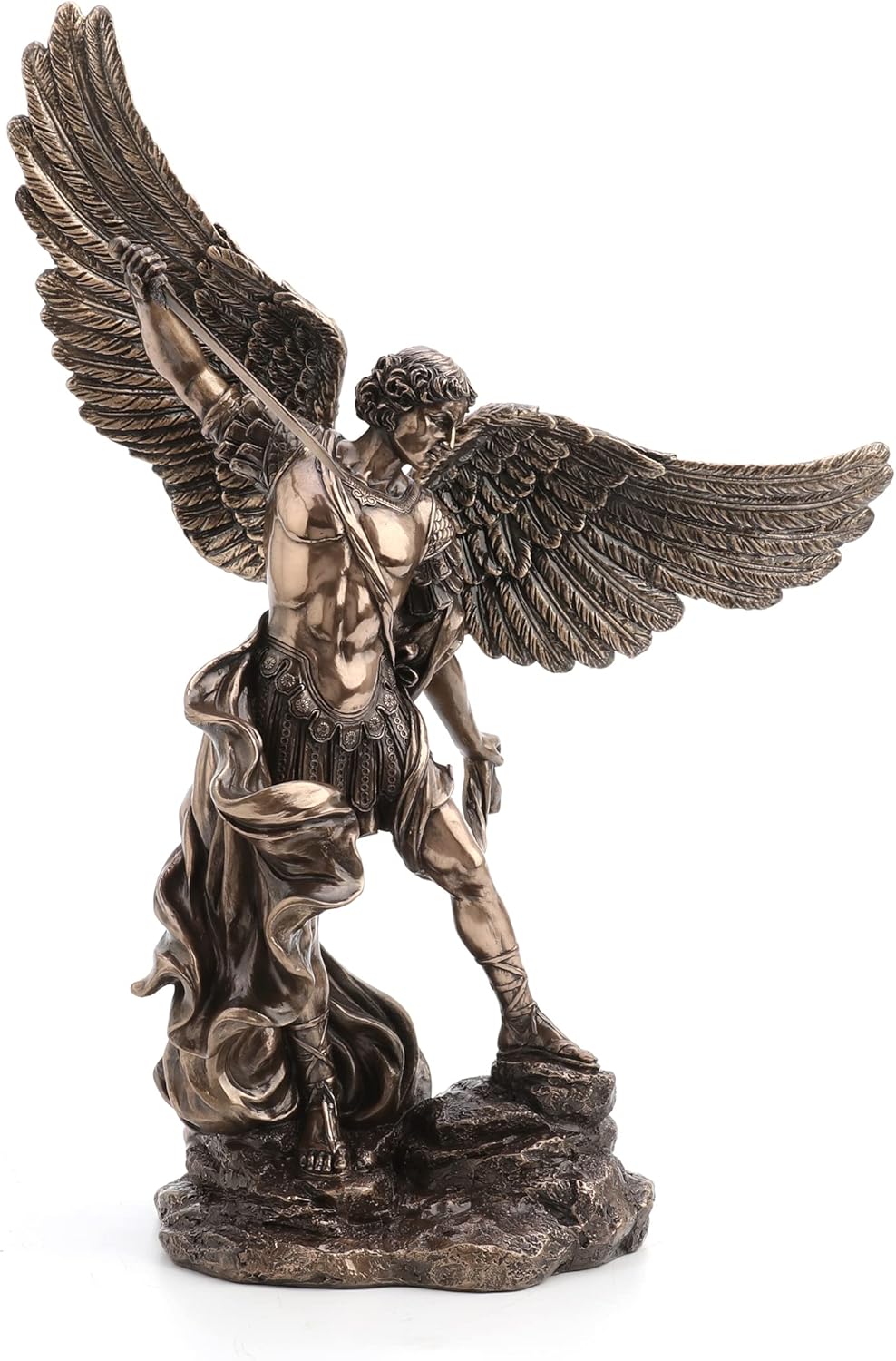 Veronese Design 15" Archangel Saint Michael Resin Statue Cast Bronze Finish