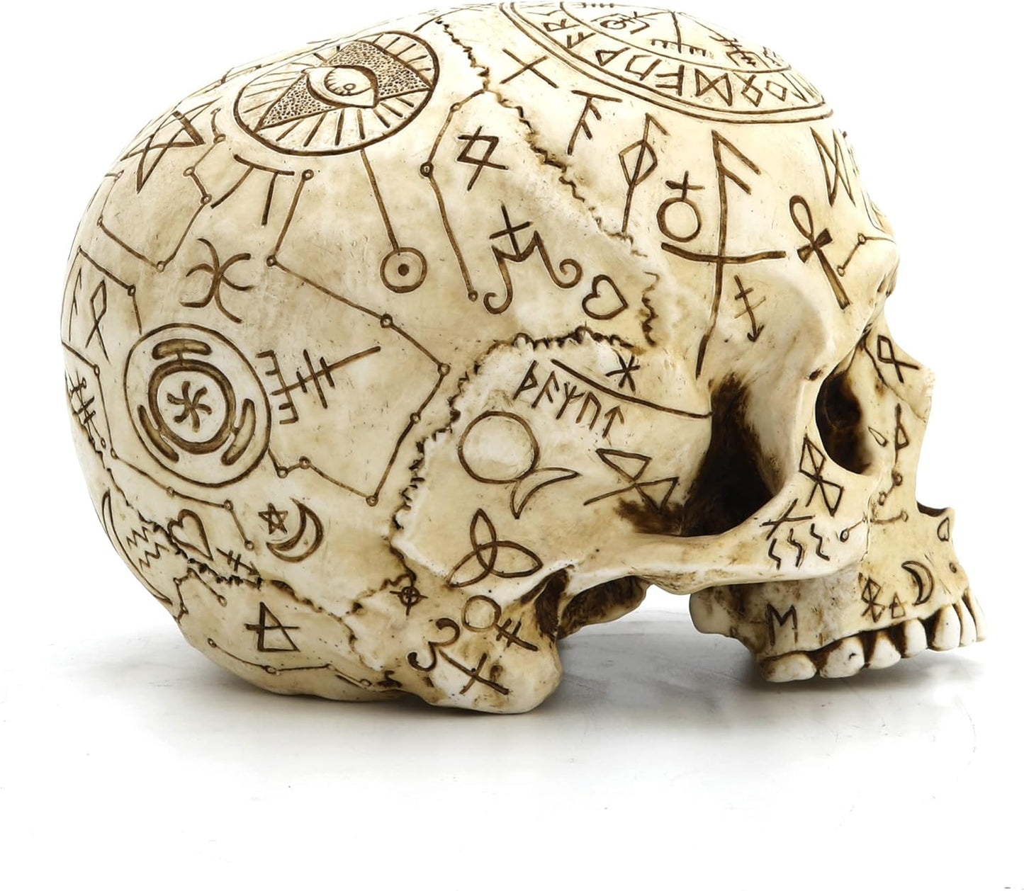 Veronese Design 5 1/4" Mystic Sigils Ritual Skull Resin Sculpture Hand Painted Realistic Finish
