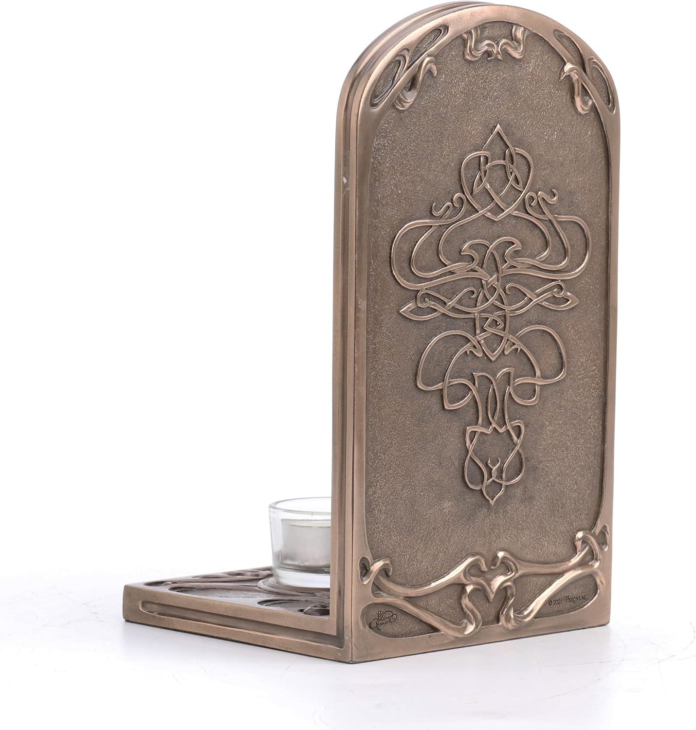 Veronese Design Earth Life Magic Bronze Resin Decorative Bookend Pagan Tealight Candle Holder