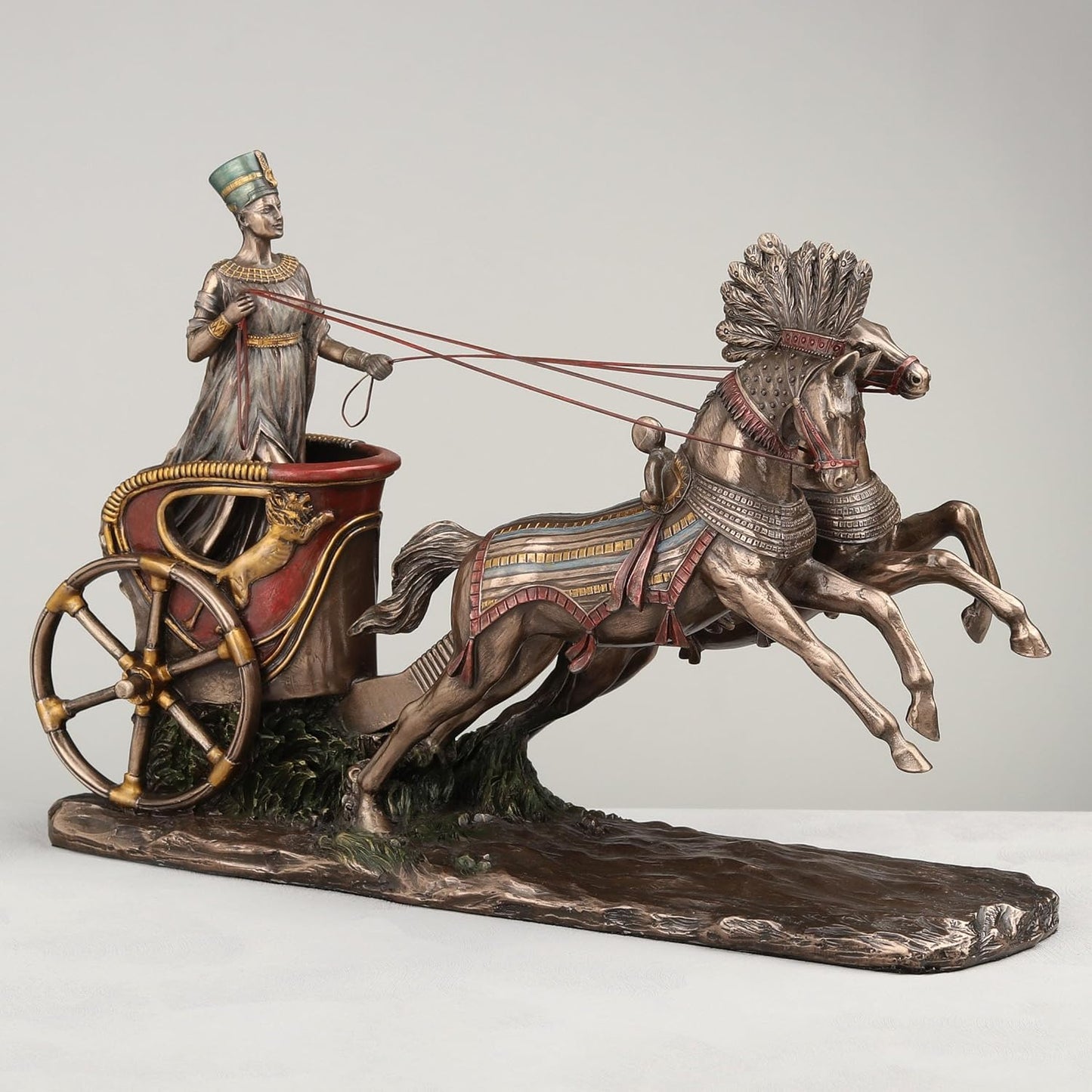 Veronese Design 11 5/8 Inch Egyptian Queen Nefertiti On Chariot Statue Cold Cast Resin Bronze Finish Statue