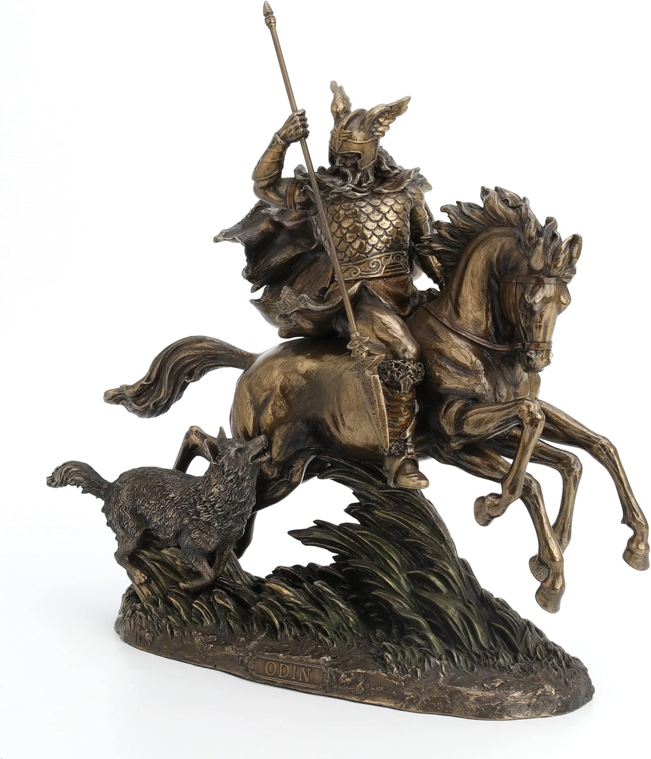 Veronese Design Odin Riding Sleipnir Sculpture Followed by Wolf
