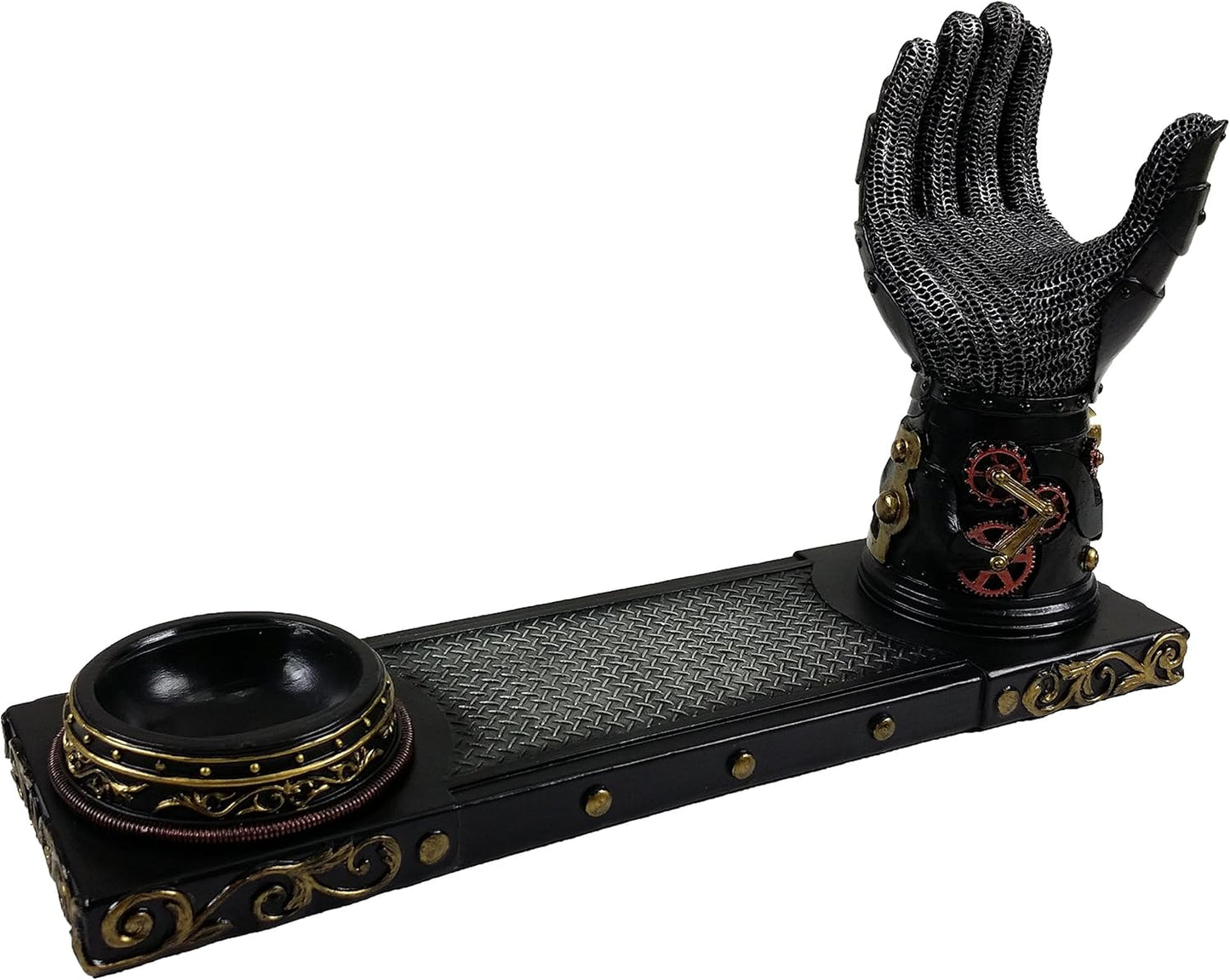 VERONESE 6 Barrel Steampunk Display Pistol Gun Prop W/Gauntlet Glove Stand Statue Figurine