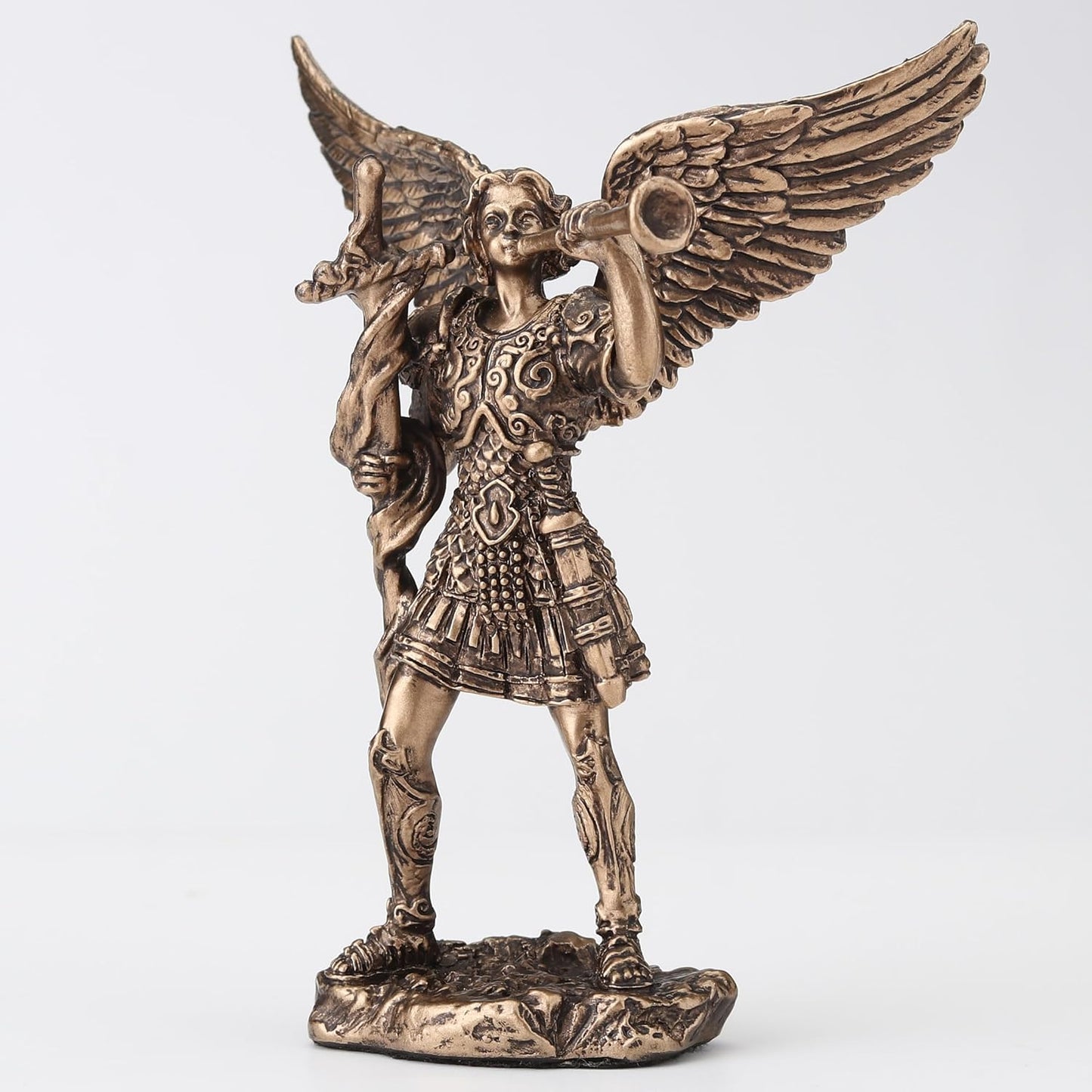 Archangel St. Gabriel Mini Statue with Messenger's Trumpet Statue Sculpture - Perfect Gift !