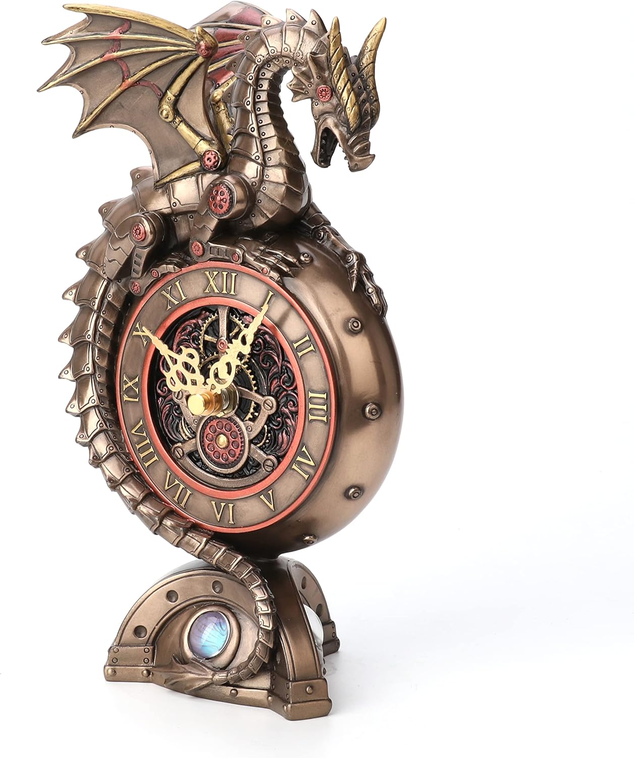 Veronese Design 9 Inch Steampunk Mechanical Dragon Clock Resin Sculpture Bronze Finish