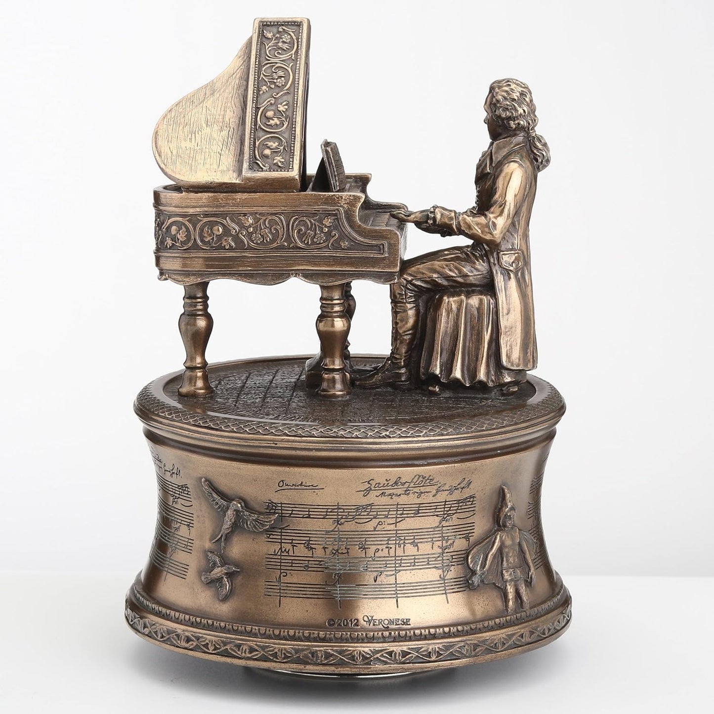 Veronese Design Bronzed Mozart Playing Piano Spinning Music Box