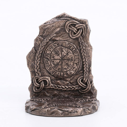Veronese Design 5 3/4 Inch Tall Viking Vegvisir Runestone Tealight Candle Holder Resin Bookend Bronze Finish